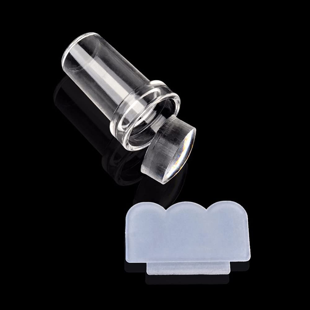 Guillala Nail Art Silicone Stamper Set - French Smile Line Tool with Single Head & Scrapers for DIY Manicure - Perfect for Women & Girls at Home/Salon (Transparent) - Great for Nail Polish Stamping, French Tips & Creative Nail Designs