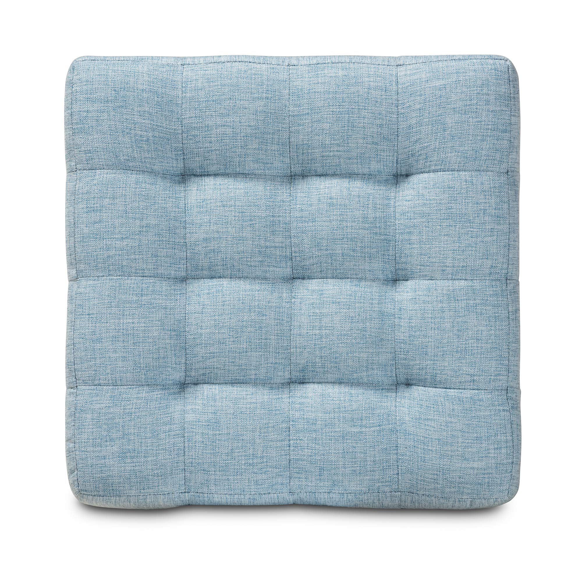 Baxton Studio Light Blue Ottoman - Perfect for Living Room, Bedroom & Home Decor - Comfortable & Stylish Footrest Pouf