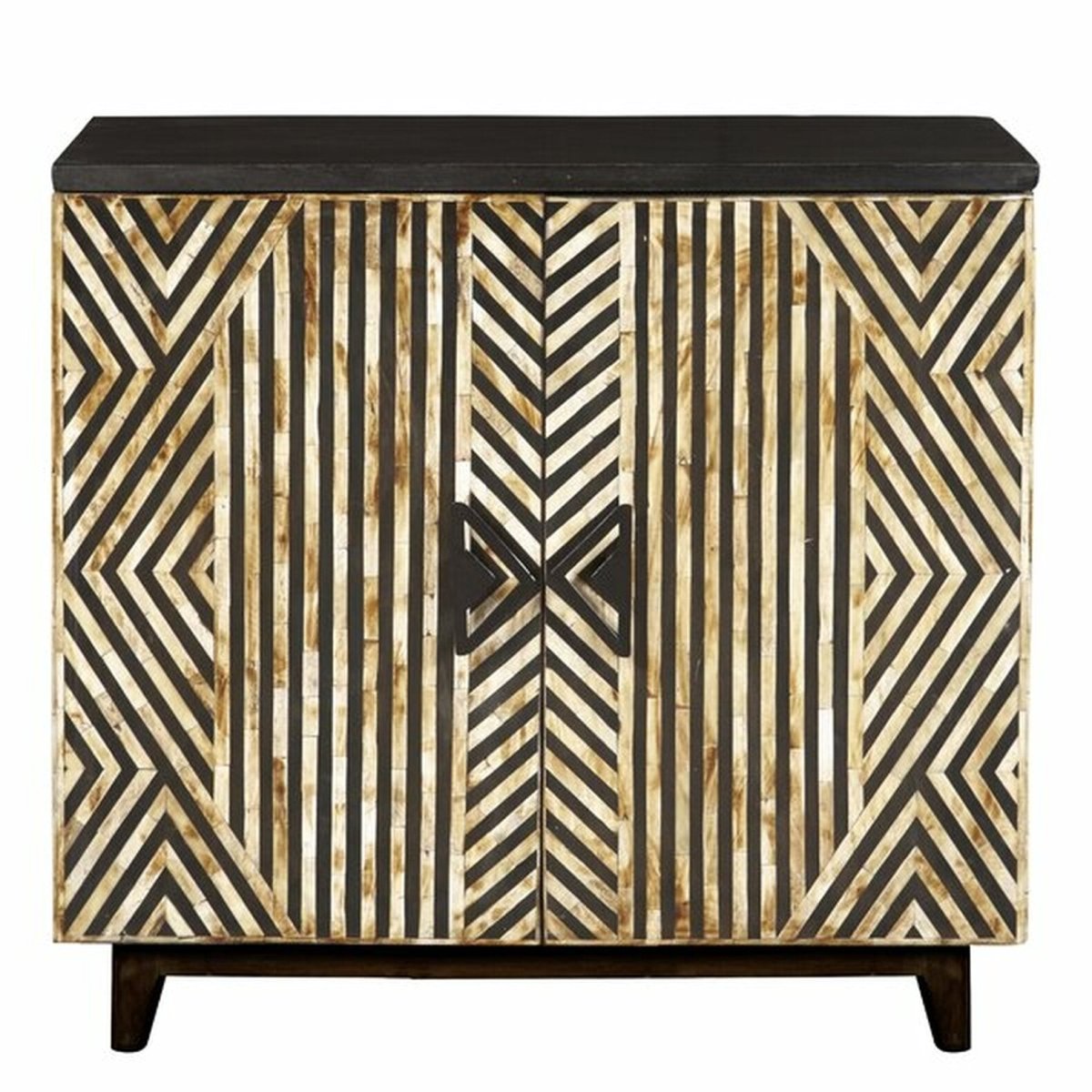 Handmade Brown Bone Inlay Cabinet - Vintage Style Wooden Storage Furniture for Living Room, Bedroom & Entryway Decor