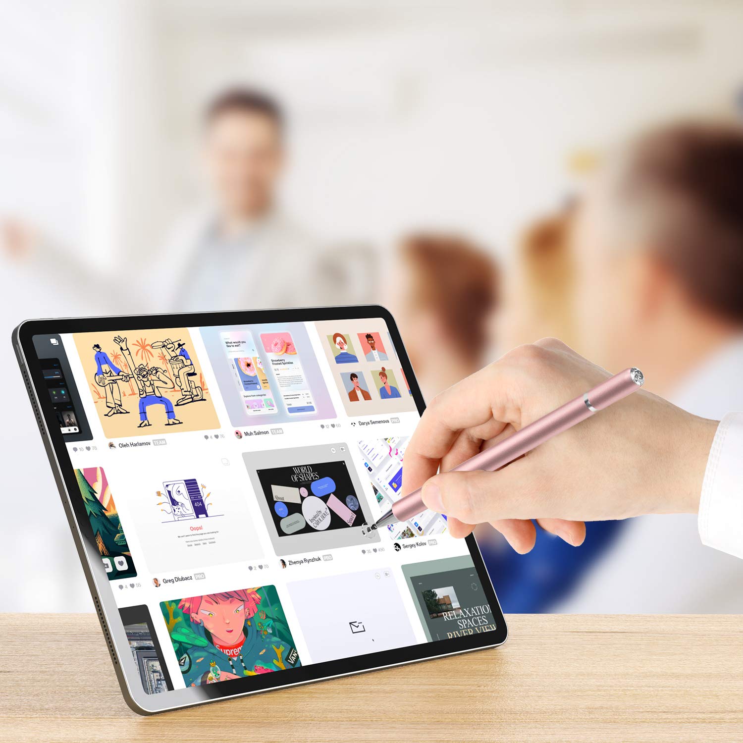 Premium Stylus Pen for iPad, iPhone, Android & Chromebook - Fine Tip with High Sensitivity Rubber Disc for Drawing, Writing & Note Taking - Perfect for Artists, Students & Professionals (Rose Gold)