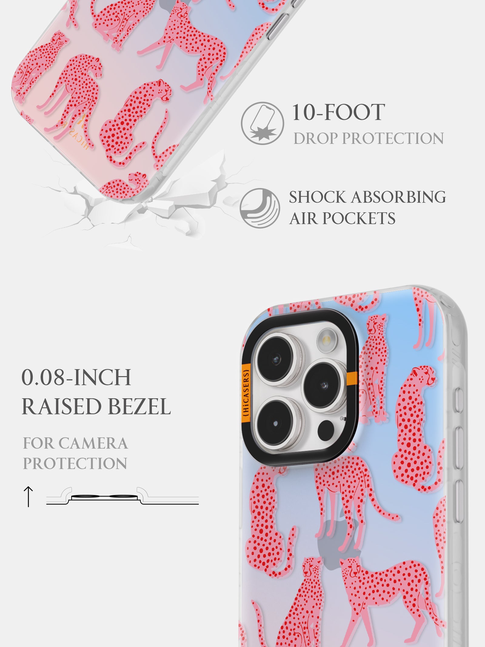 Cheetah Print Iridescent Phone Case for iPhone 15 14 13 12 Pro Max - Glittery Pink Sparkle Cover with Slim Fit Protection, Perfect for Women Girls & Fashion Lovers (Party, Night Out, Daily Use)