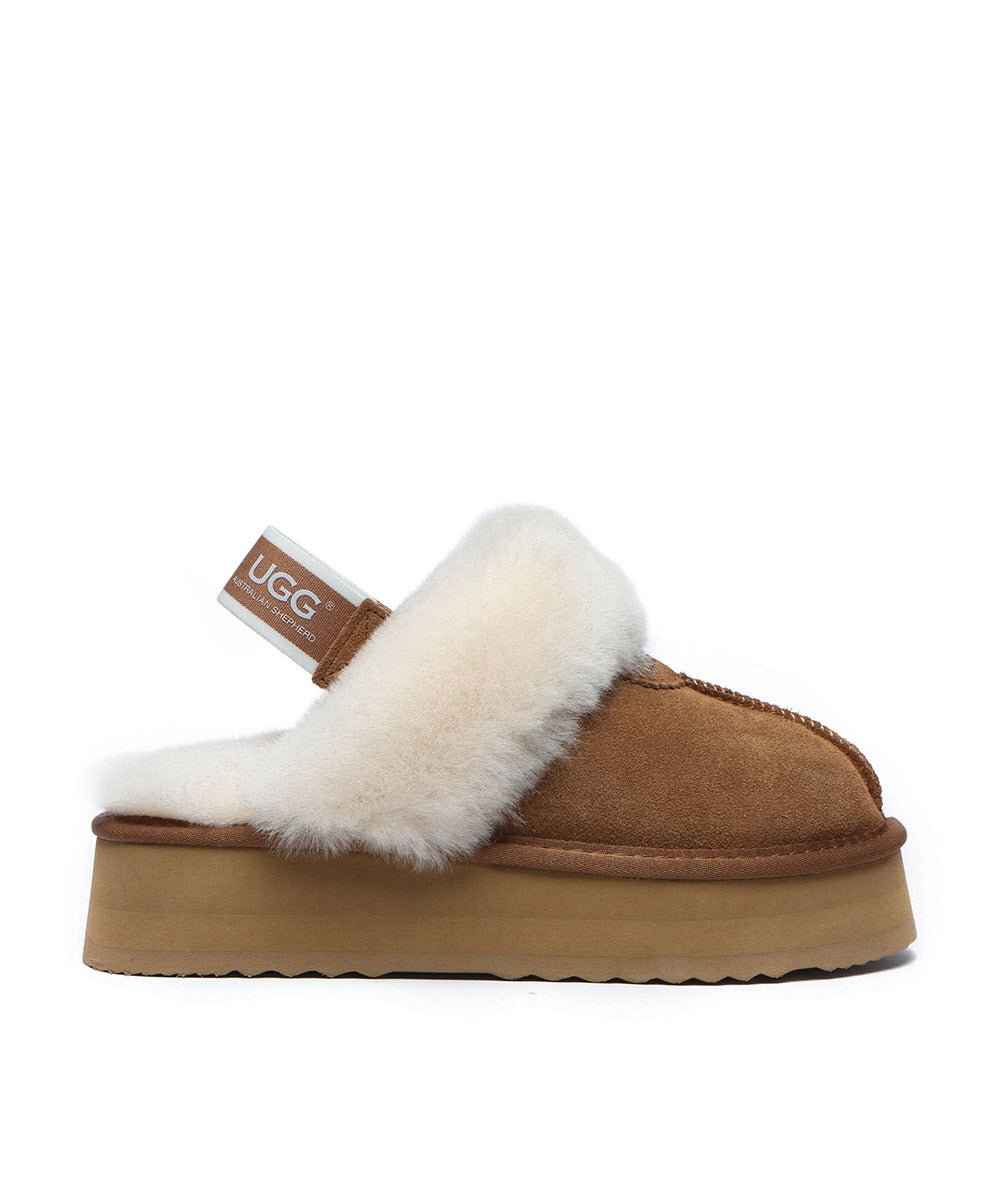 Women's UGG Platform Scuff Slippers - Cozy House Shoes for Indoor & Outdoor Wear - Perfect for Winter, Lounge & Home Comfort
