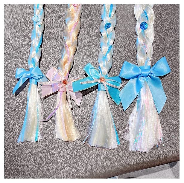 FEIFEI'S BOW Frozen Elsa Hair Accessories Set for Kids - Blue Snowflake Crown Headband, Ponytail Hair Extension & Hair Clips | Disney Princess Costume Dress Up, Birthday Party, Halloween Cosplay
