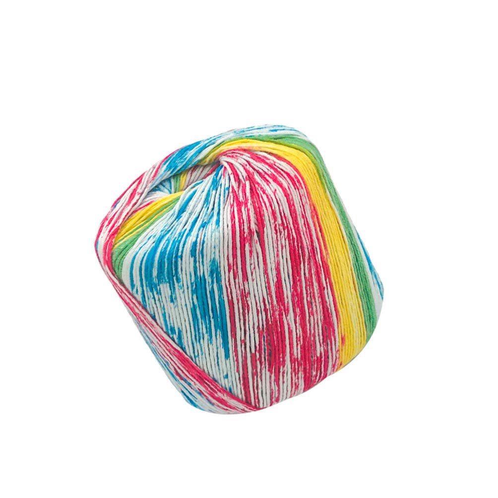 EXCEART 1 Roll Rainbow Cotton Knitting Yarn - Soft Hand Knitting & Crochet Thread for Hardanger, Cross Stitch, Needlepoint & Hand Embroidery - DIY Craft Projects, Baby Blankets & Home Decor (Neon Color)