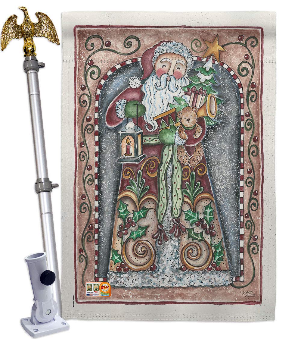 Santa Christmas House Flag Set with Pole - 28