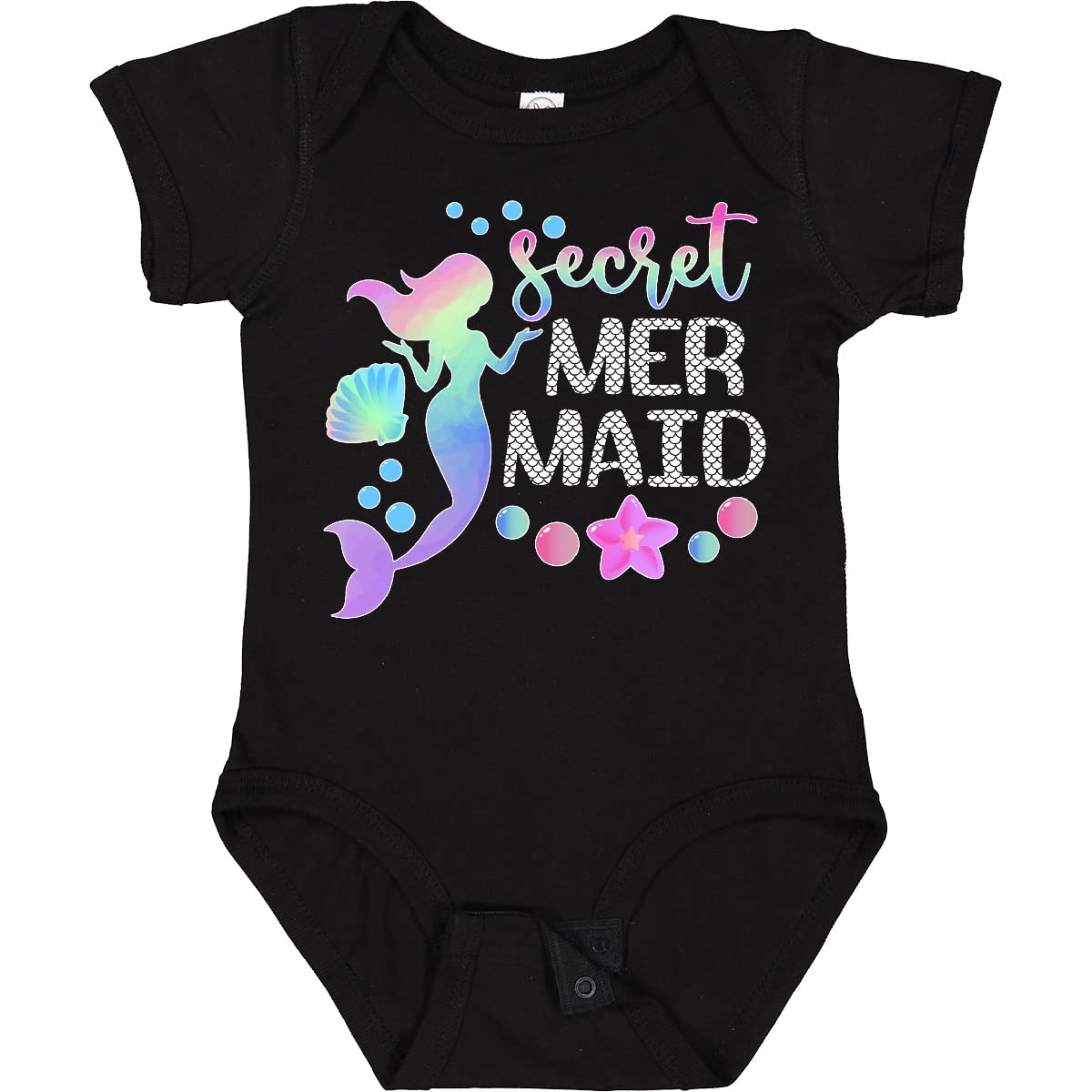 Inktastic Secret Mermaid Watercolor Design with Seashells Baby Bodysuit - Cute Mermaid-Themed Outfit for Newborns, Infants & Toddlers - Perfect for Beach Trips, Photo Shoots & Birthday Parties