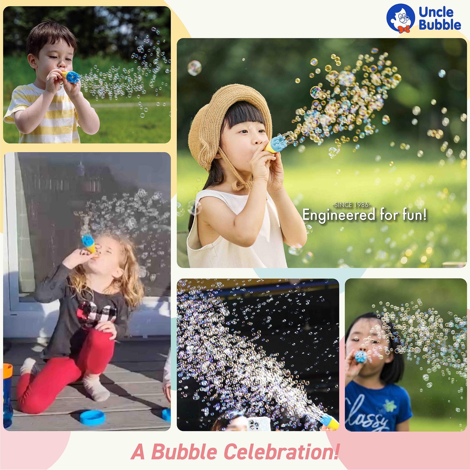 Uncle Bubble Mini Bubble Blower - Non-Toxic Plastic Confetti Bubbler for Kids | Fun Summer Outdoor Toy for Boys & Girls | Creates Thousands of Mini Bubbles in One Breath | Perfect for Birthday Parties, Backyard Play & Park Adventures