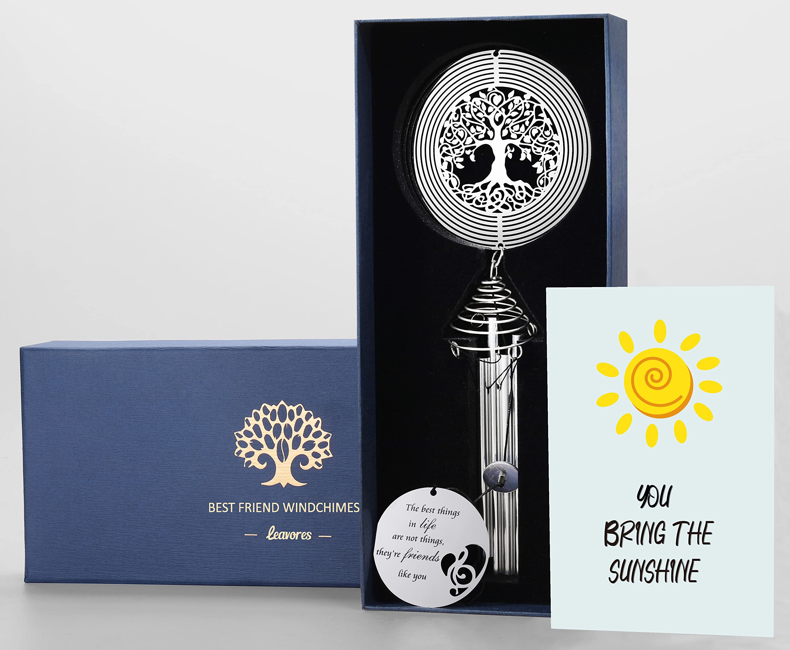 Tree of Life Wind Chime & Spinner - Best Friendship Gift for Women & Men - Outdoor Garden Decor for Patio, Yard & Home