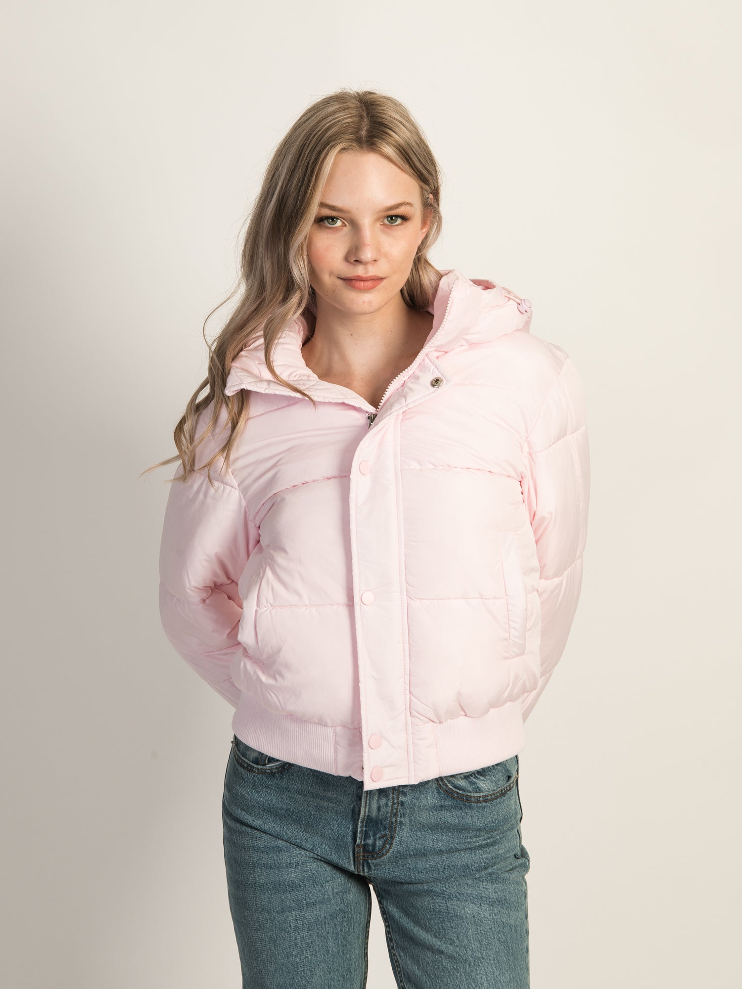 AZALEA WANG RIRI Hooded Puffer Jacket - Women's Winter Coat with Stand Collar | Fashion Outerwear for Street Style & Cold Weather