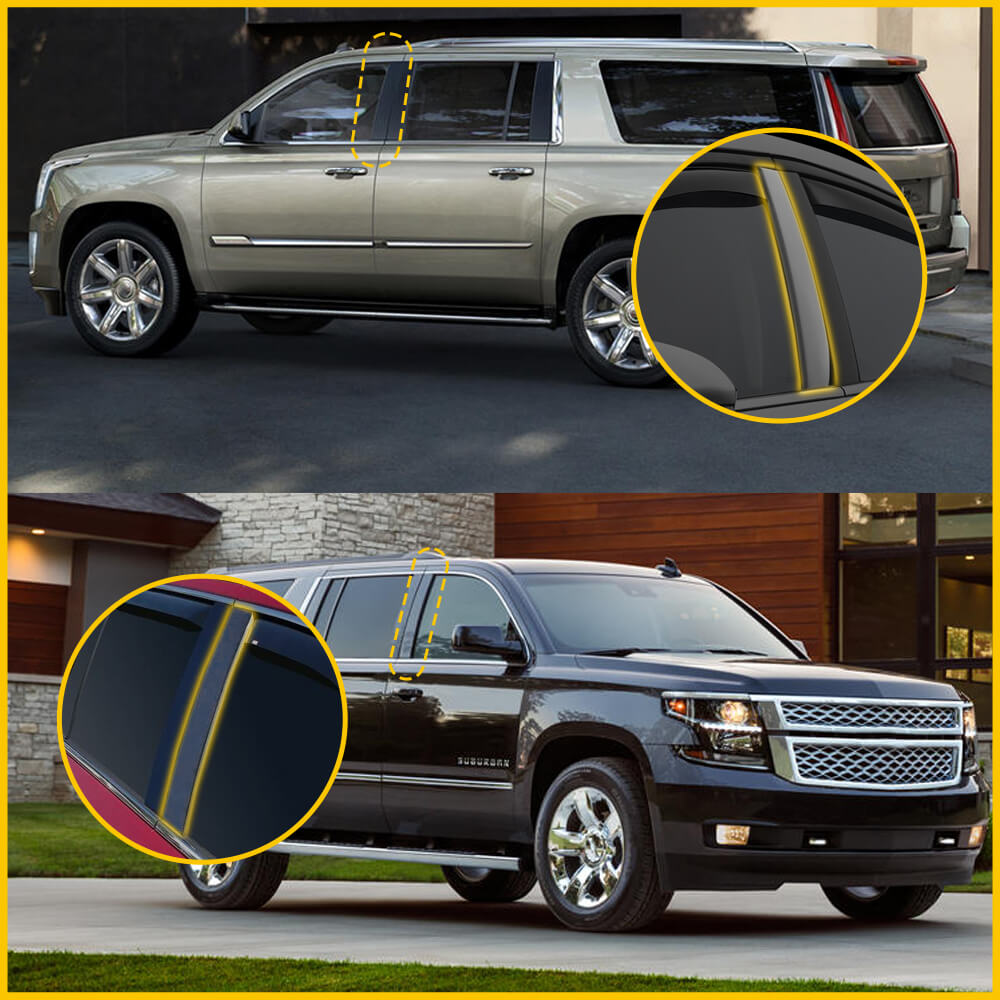 Glossy Black B Pillar Door Trim Molding for 2015-2020 Cadillac, Chevy & GMC Trucks & SUVs - Perfect Exterior Upgrade for Enhanced Style & Protection