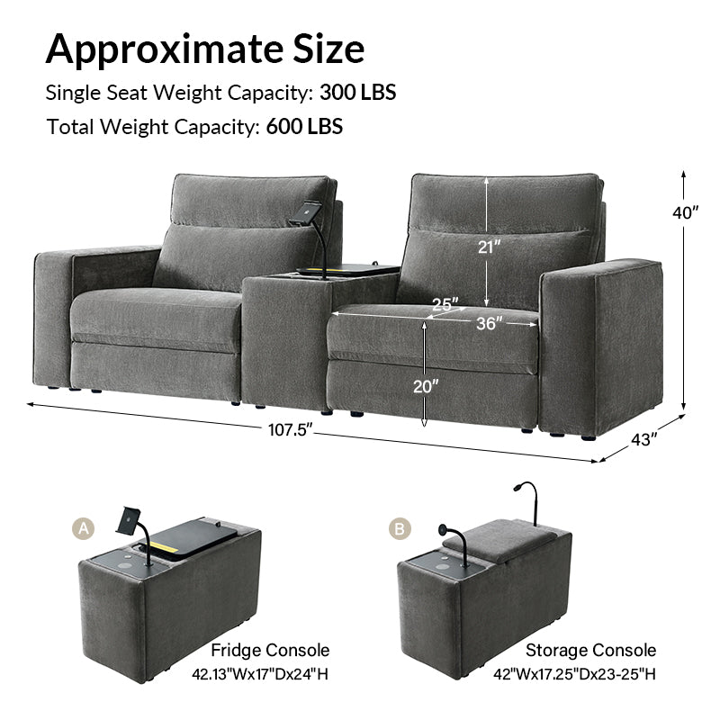 EliteNest Smart Reclining Theater Sofa with Built-in Bluetooth Speakers - Luxury Home Theater Seating for Movie Nights & Gaming Setup