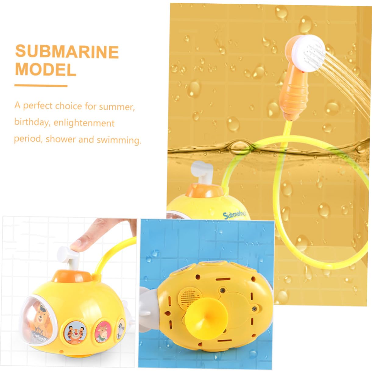 VICASKY 3-Piece Kids Bath Toys Set - Electric Water Sprayer Animal Shower Toys for Toddlers, Fun Bathtime Playtime for Boys & Girls (Yellow Plastic) | Perfect for Bath Time, Pool Parties & Outdoor Water Play
