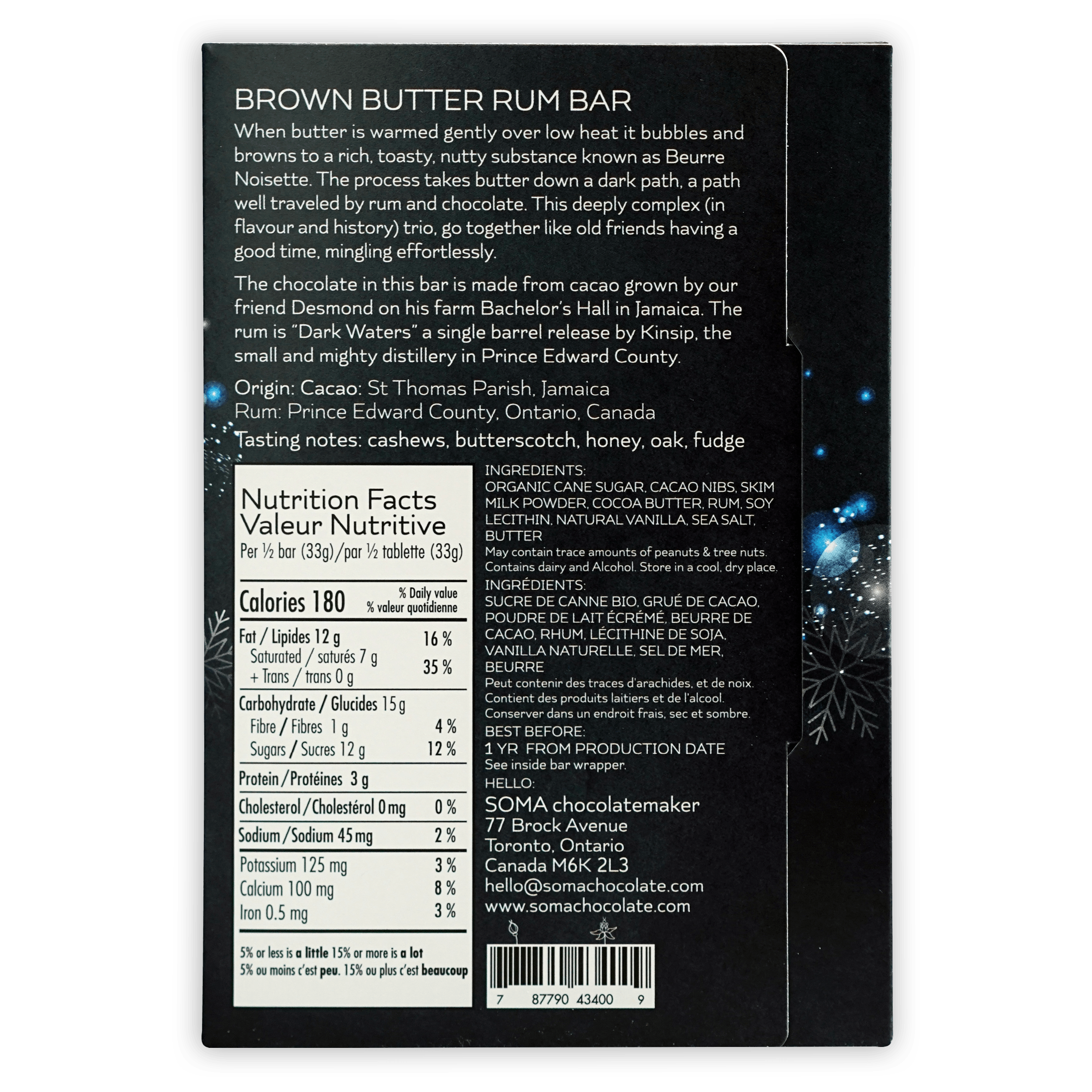 Soma Brown Butter Rum Bar - Gourmet Chocolate Candy with Rich Caramel & Sea Salt - Perfect for Gifts, Parties & Dessert Lovers