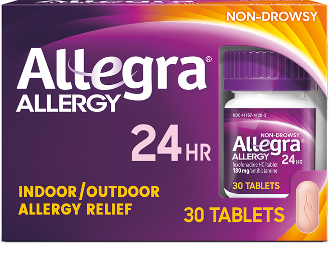 Allegra 24 Hour Allergy Relief Tablets - 180mg Fexofenadine HCl, Non-Drowsy Antihistamine for Indoor & Outdoor Allergies - Perfect for Seasonal Allergies, Hay Fever & Pet Dander Relief