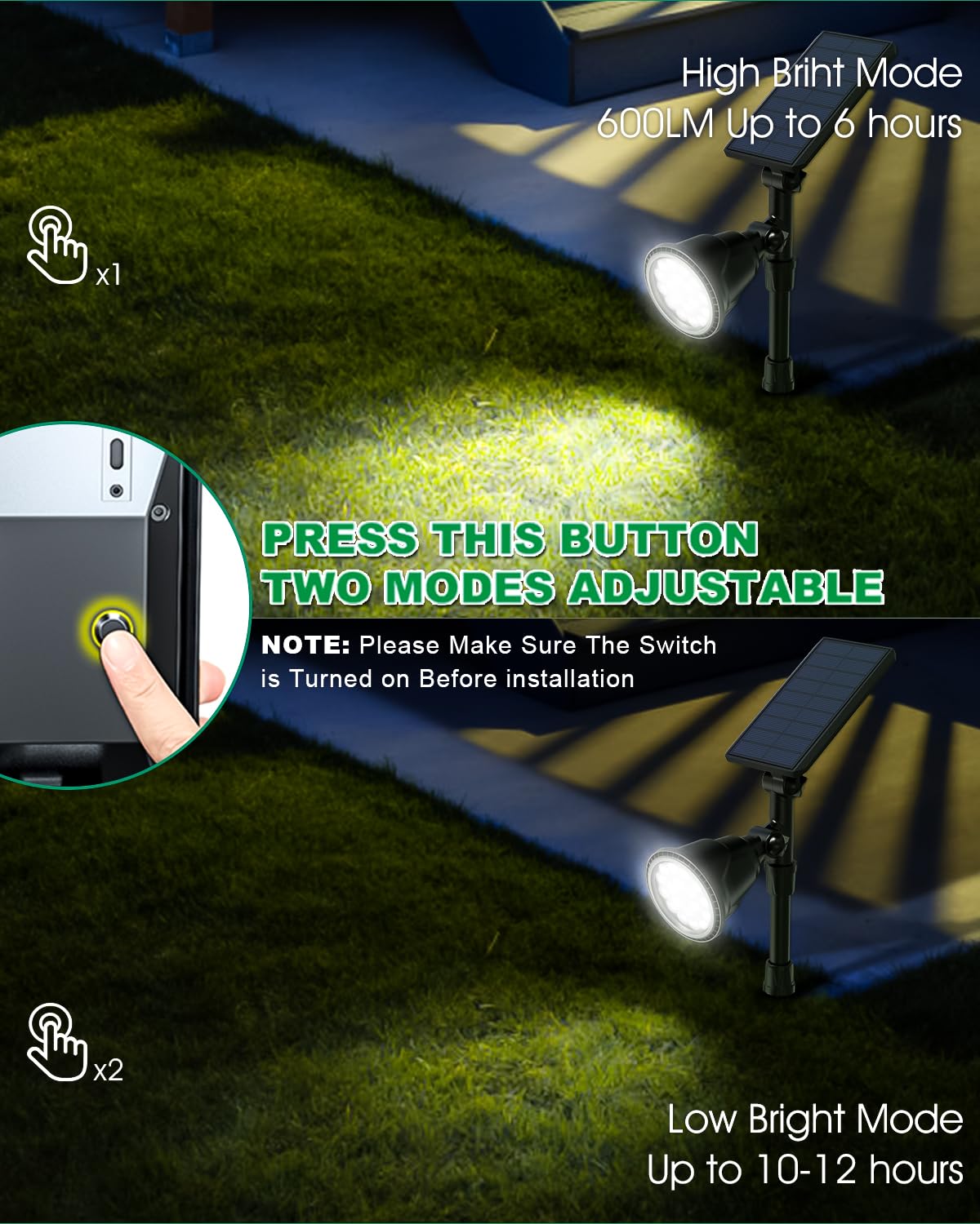 Solar Powered Outdoor Spot Lights - 18 LED Waterproof Landscape Lighting for Flag Pole, Garden & Yard | Adjustable Brightness & Auto On/Off | Cool White | Perfect for Patio, Pathway & Holiday Decor (1 Pack)