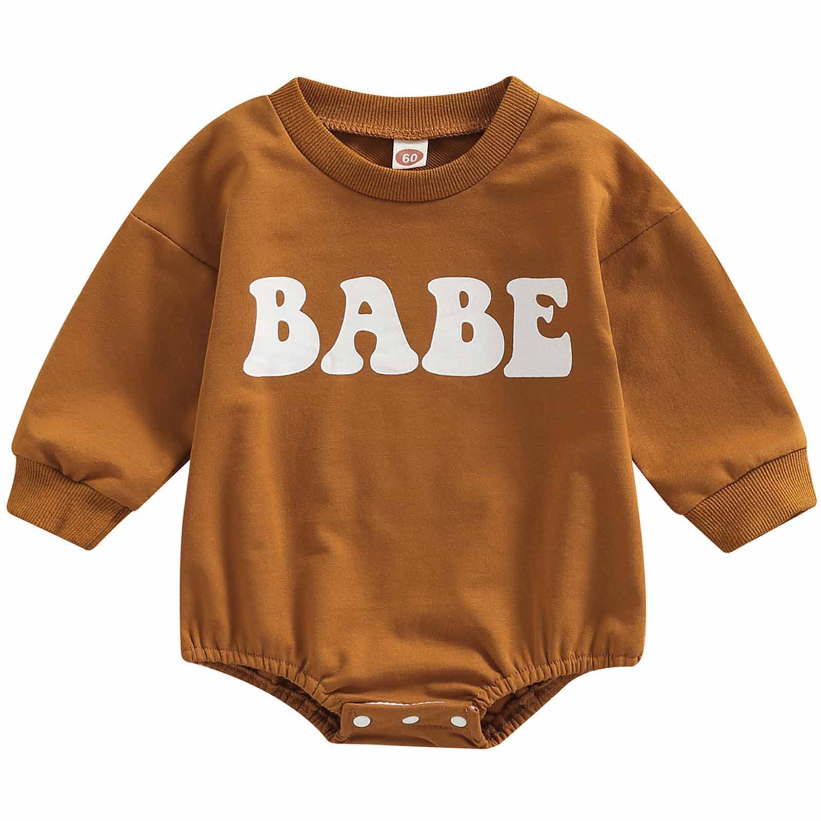Baby Girl & Boy Crewneck Sweatshirt Romper - Long Sleeve Newborn Outfit with Cute Letter Print | Cozy Fall Winter Clothes for Infants | Perfect for Playdates, Family Photos & Holiday Outfits