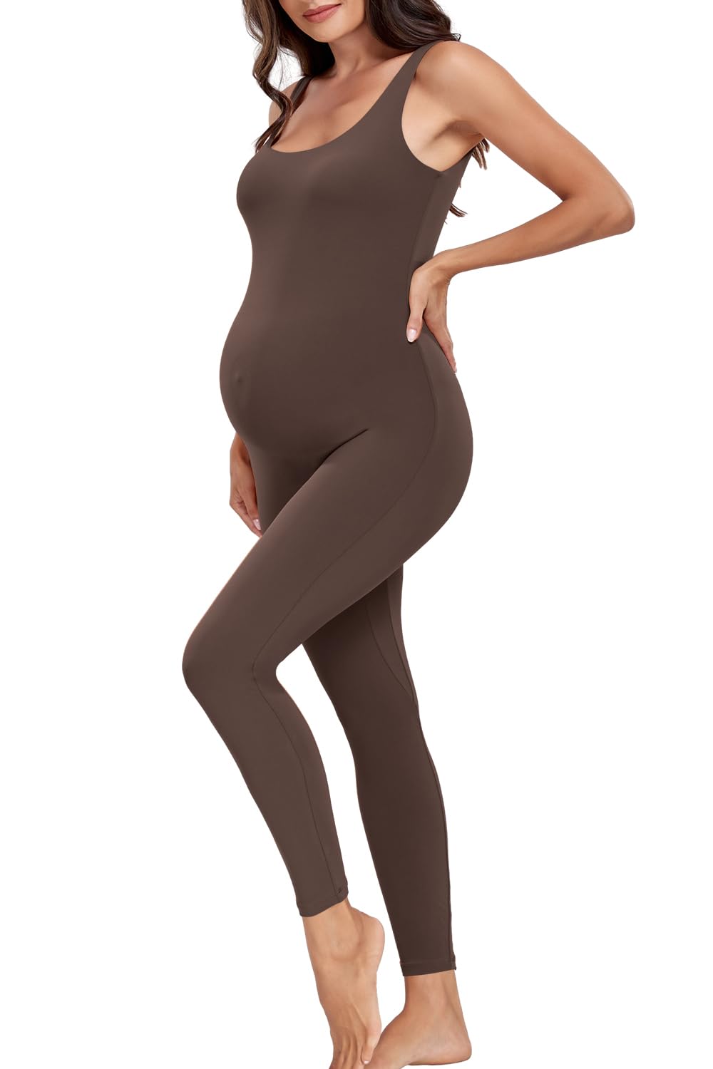 Lataly Women's Maternity Bodysuit - Pregnancy Shapewear Jumpsuit & Romper with Tank Top & Leggings - Comfortable Outfit for Pregnancy, Nursing & Postpartum Wear