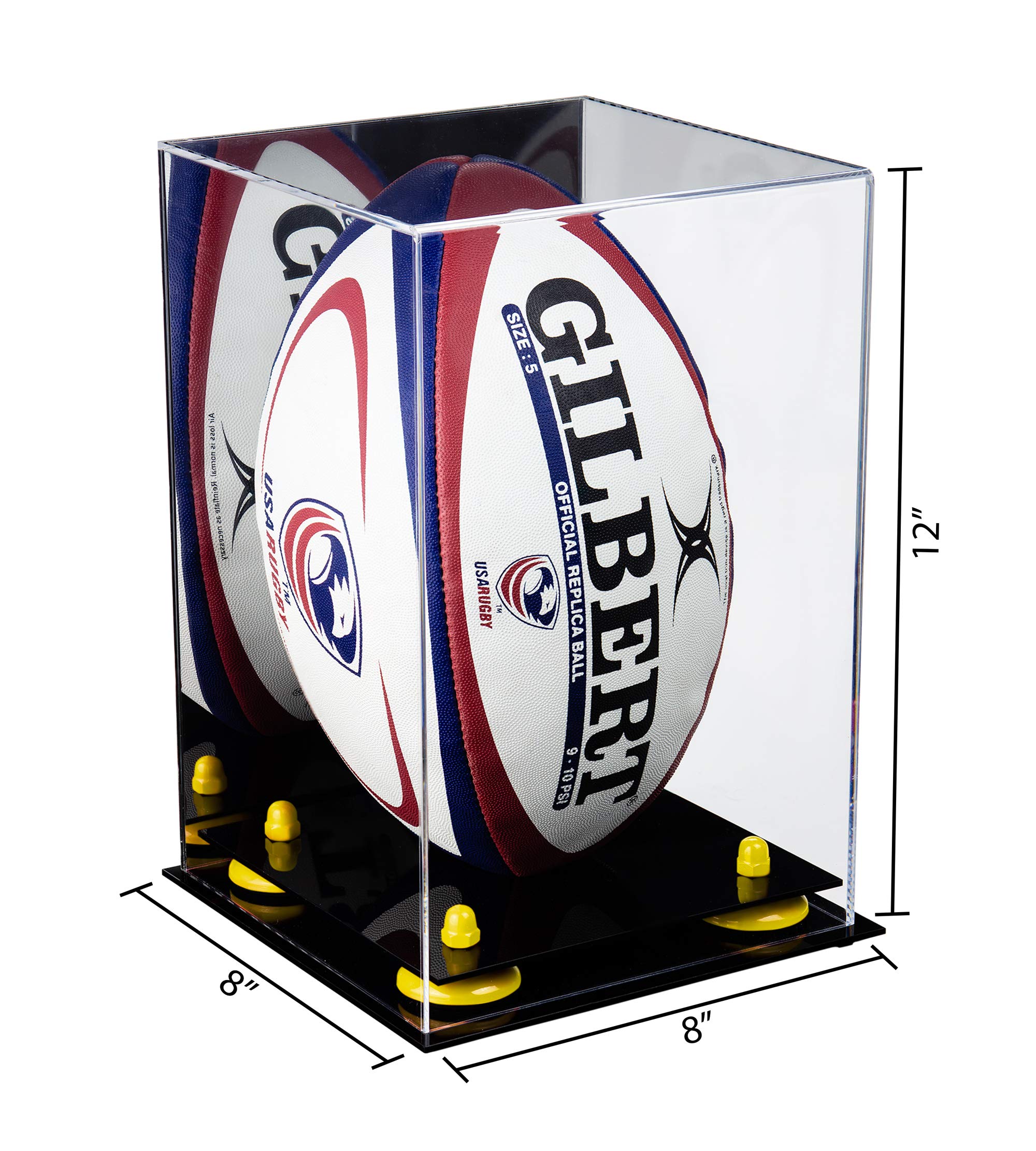 Premium Acrylic Rugby Ball Display Case - Clear Protective Showcase for Collectibles & Memorabilia - Perfect for Home Decor, Sports Trophies, and Fan Cave Displays