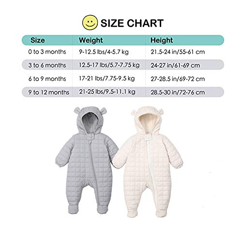 DDY Baby Snowsuit 0-3 Months - Lightweight Down Jacket with Hood, Winter Romper Jumpsuit for Infants - Perfect for Outdoor Play, Stroller Walks & Cold Weather Protection (Girl & Boy Styles)
