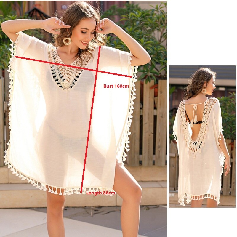 Women's Yellow Beach Cover Up Tunic Dress with Fringe for Swimwear & Bikini - Perfect for Poolside, Vacation & Summer Outfits