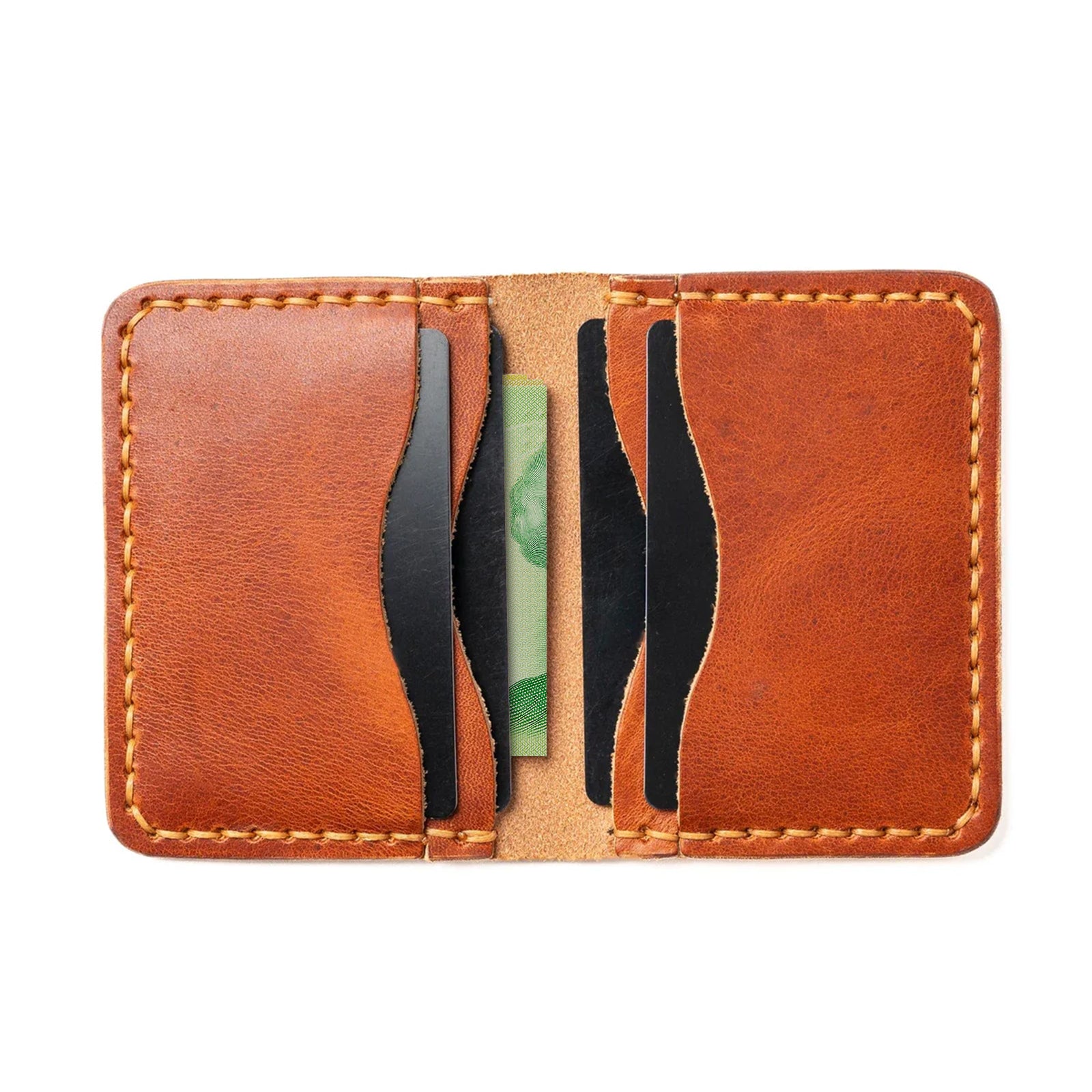 Genuine Leather 5 Card Holder Wallet - Slim RFID Blocking Minimalist Wallet for Men & Women - Perfect for Everyday Use, Travel, and Business