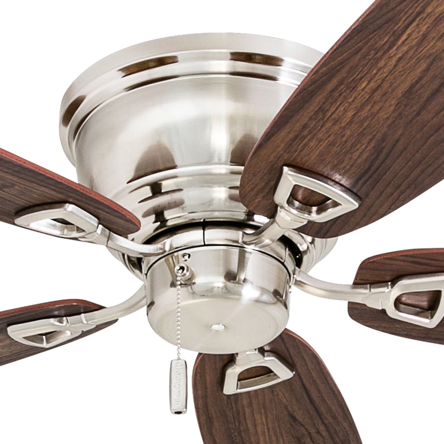 Honeywell 52 Inch Glen Alden Indoor Ceiling Fan - Brushed Nickel Finish, Flush Mount, No Light, Pull Chain Control, Reversible Motor, Quick-2-Hang Installation - Perfect for Living Room, Bedroom, or Office (Model 50515-01)
