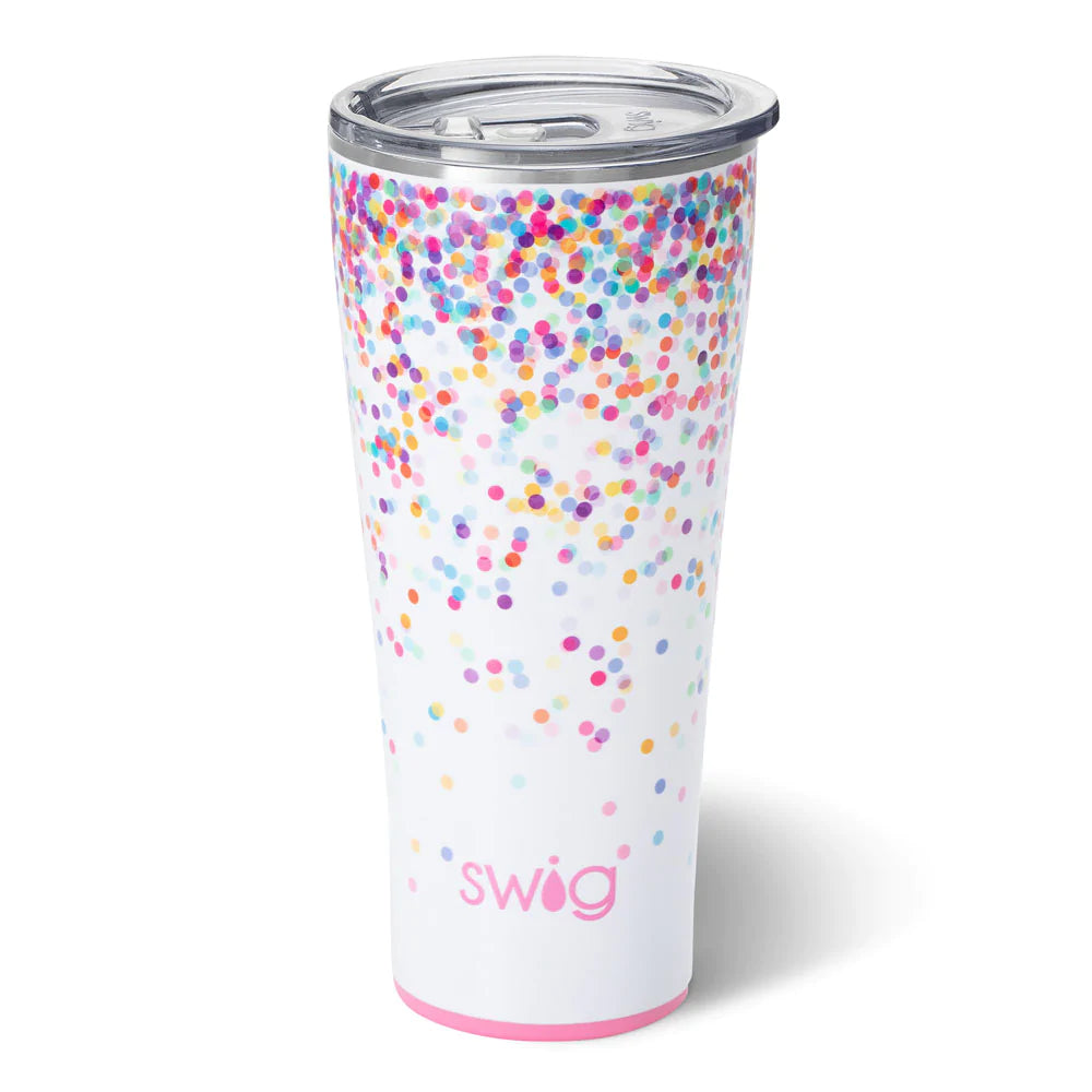 32oz Confetti Tumbler with Lid and Straw - Insulated Stainless Steel Cup for Hot & Cold Drinks - Perfect for Parties, Travel, and Office Use