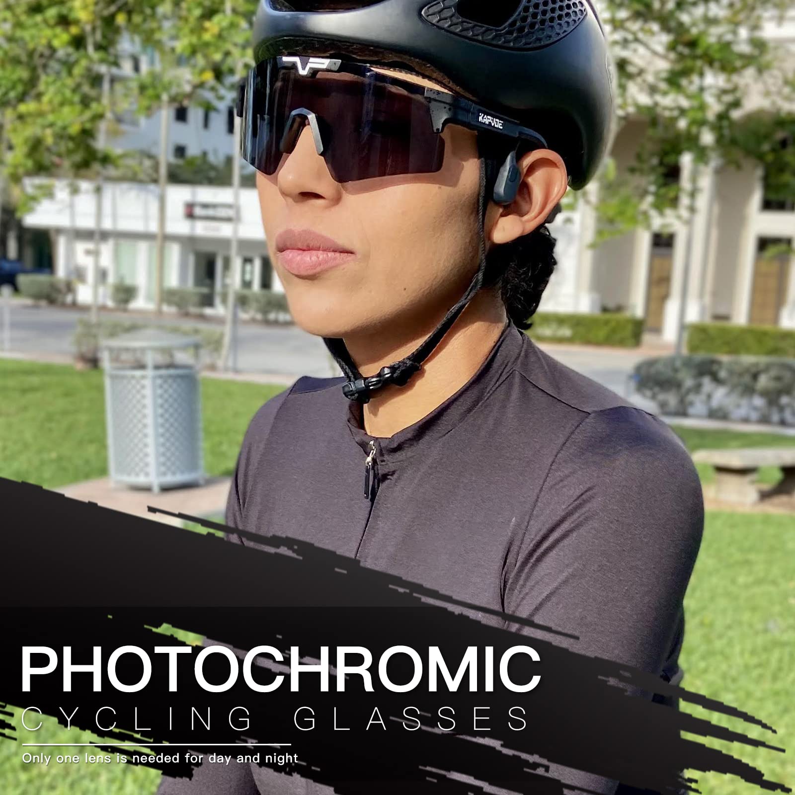KAPVOE Photochromic Cycling Glasses for Men & Women - UV Protection Sports Sunglasses for Mountain Biking, Road Cycling & Outdoor Activities | Clear to Dark Lens Transition | Lightweight & Durable MTB Glasses for All-Day Comfort