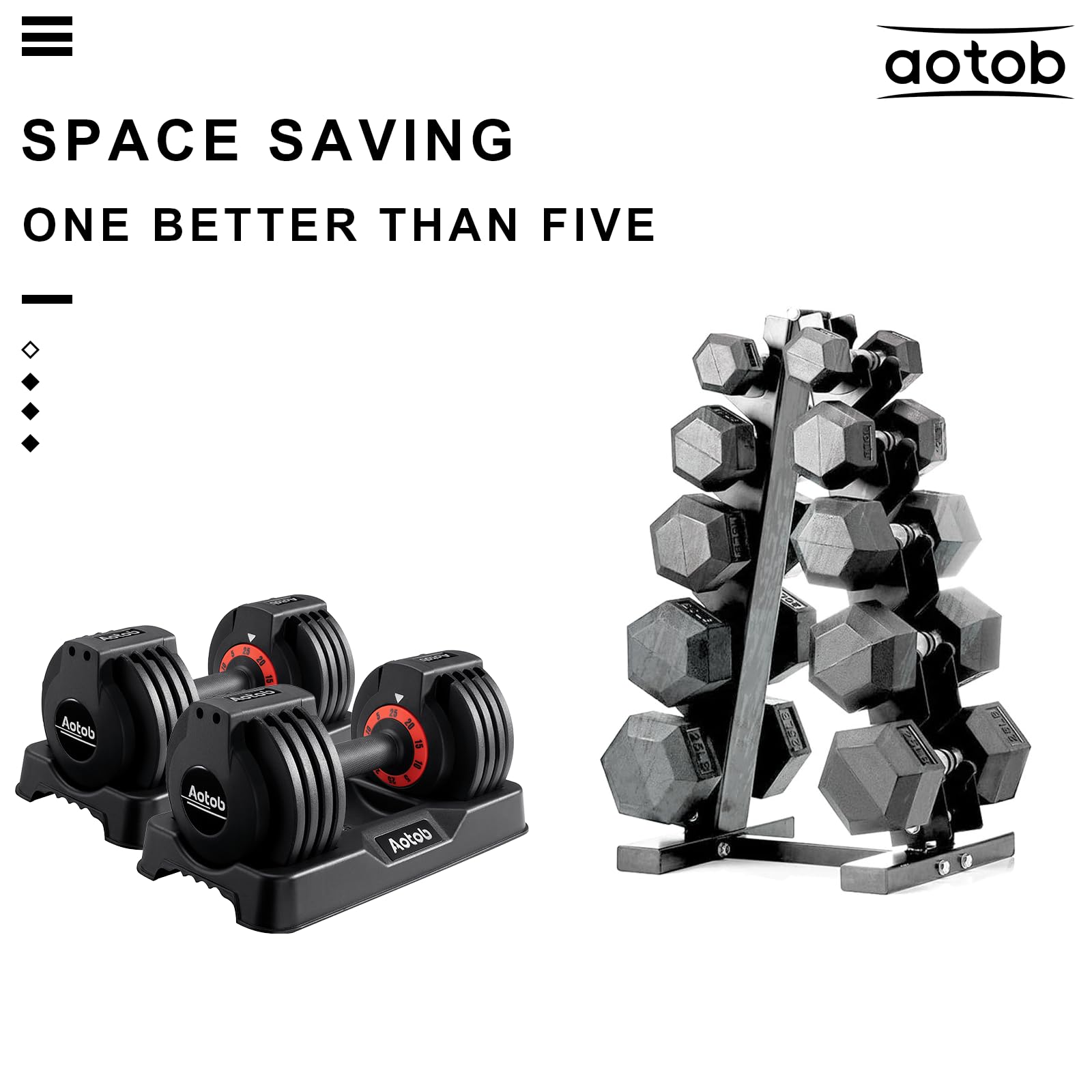 AOTOB 25/55 lbs Adjustable Dumbbell Set with Anti-Slip Fast-Turn Handle - Home Gym Weights for Men & Women - Perfect for Strength Training, HIIT Workouts & Home Fitness