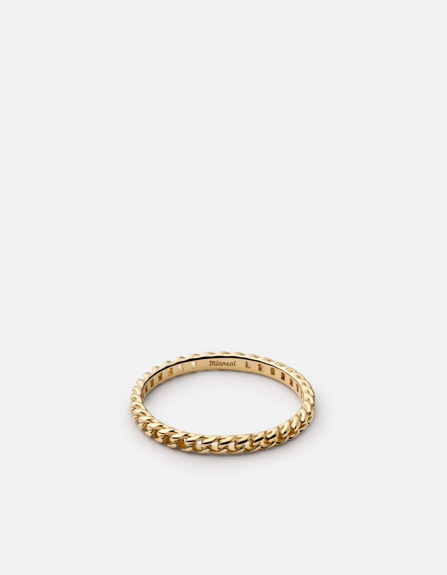 Stylish Thin Cuban Link Ring in Gold Vermeil - Perfect for Everyday Wear & Special Occasions
