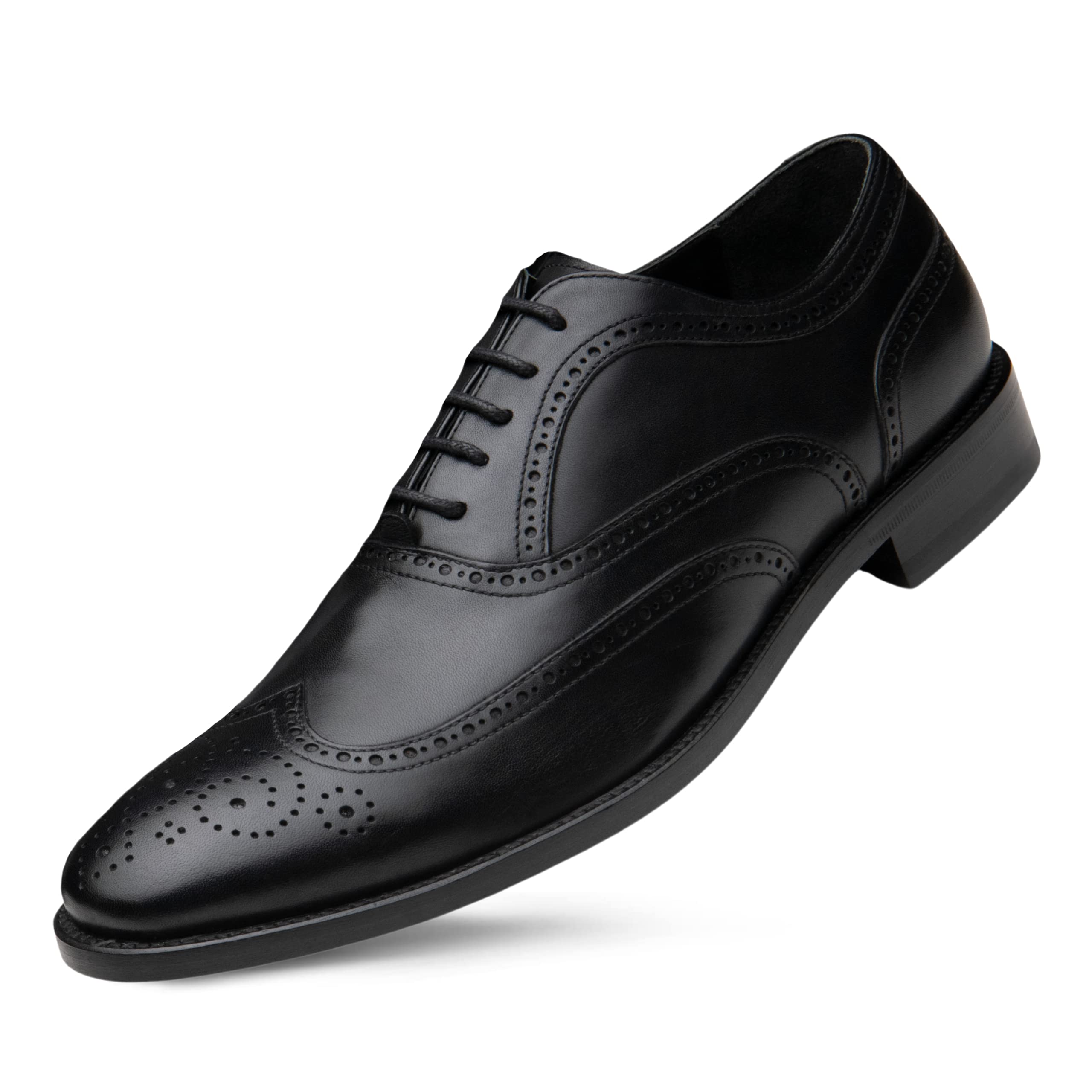 Dunross & Sons Men's Lucas Black Oxford Dress Shoes – Italian Leather Derby Business Shoes with Rubber Sole & Breathable Lining – Tan Lace-Up Formal Shoes for Office, Wedding & Special Occasions
