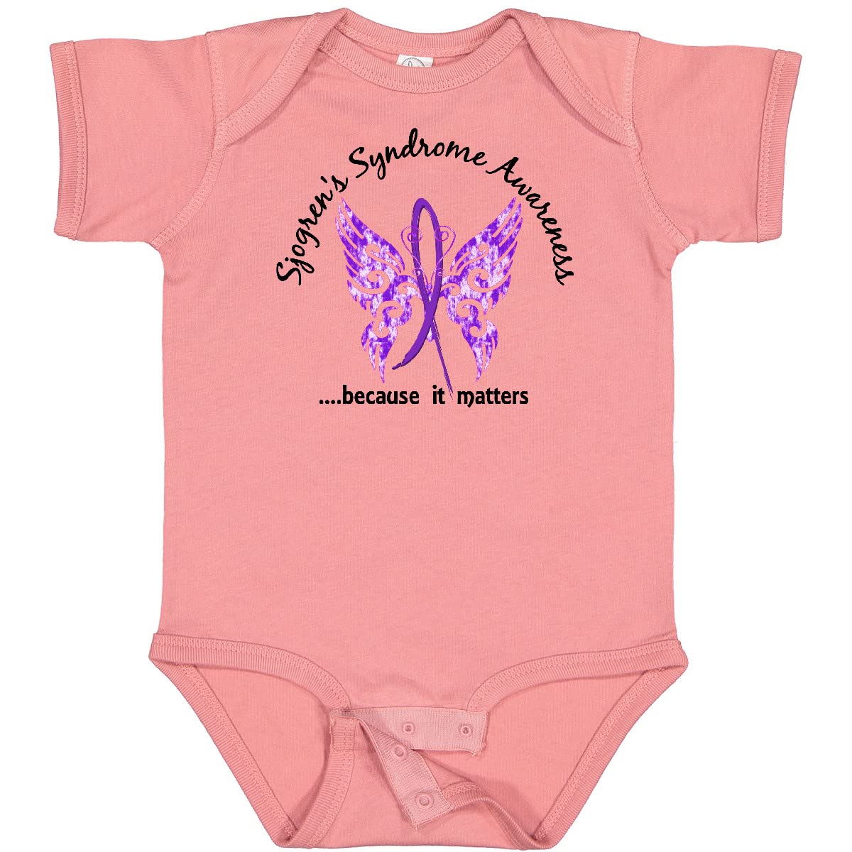 Inktastic Sjogrens Syndrome Awareness Butterfly 6.1 oz Baby Bodysuit - Soft Cotton Infant Onesie for Sjogrens Support & Awareness Events