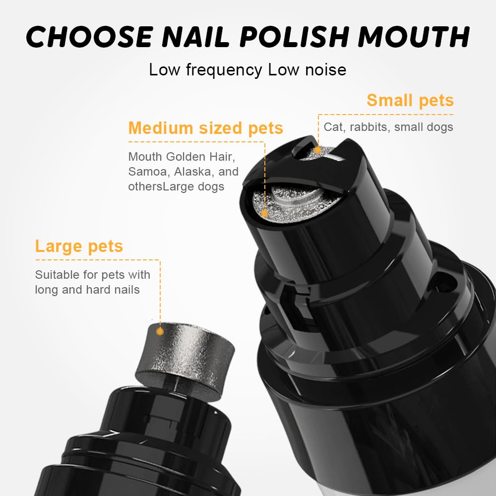 Heusom Silent Groom Pro Nail Grinder for Dogs & Cats - Rechargeable USB Pet Nail Trimmer with Low Noise Design - Safe & Gentle Paws Grooming Tool for Puppies & Adult Pets - Perfect for Home Grooming & Professional Use (1 Set)