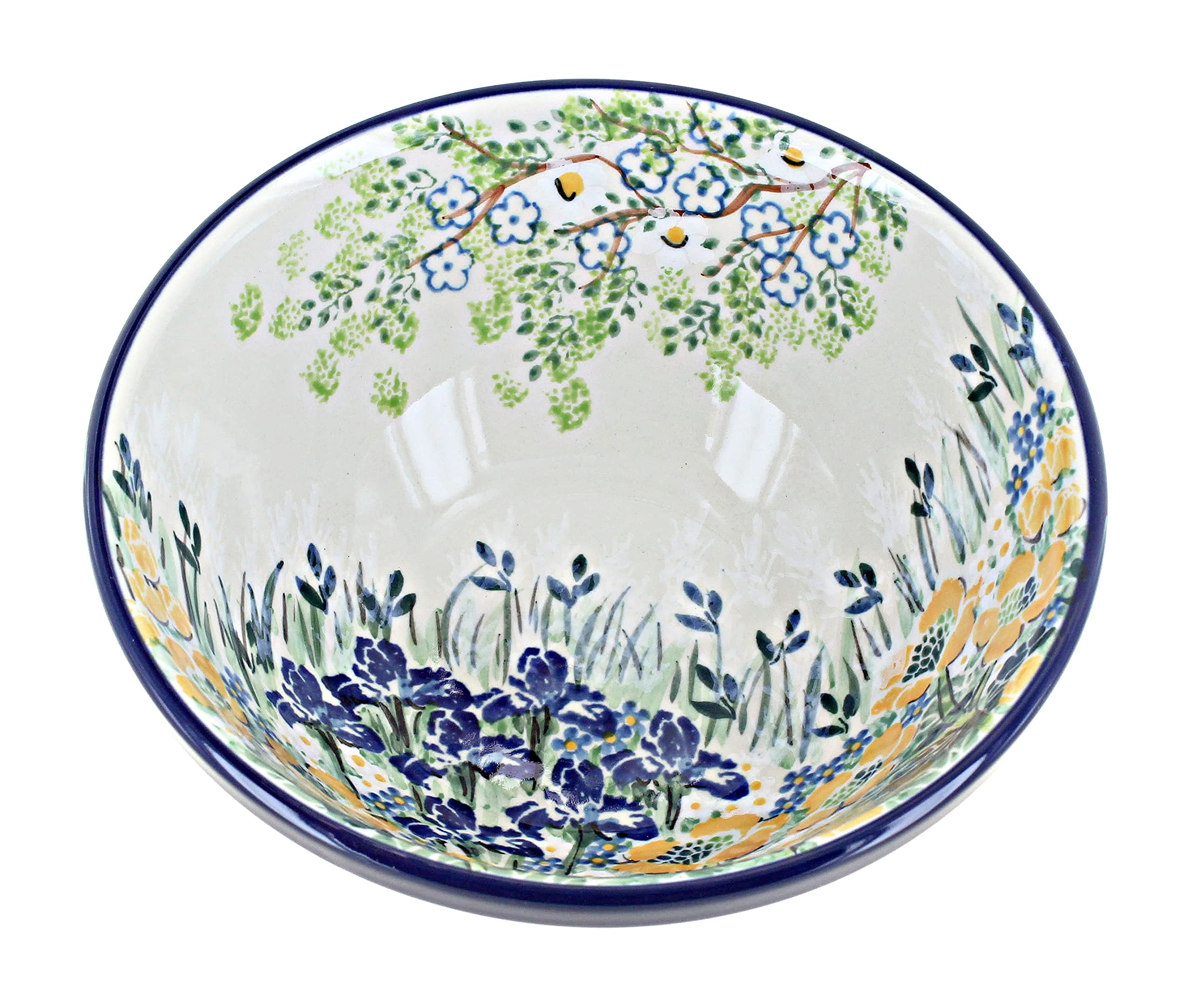 Handmade Blue Rose Polish Pottery Bowl - Ceramic Soup & Cereal Bowl for Kitchen & Dining | Perfect for Breakfast, Soup, Salad & Home Decor