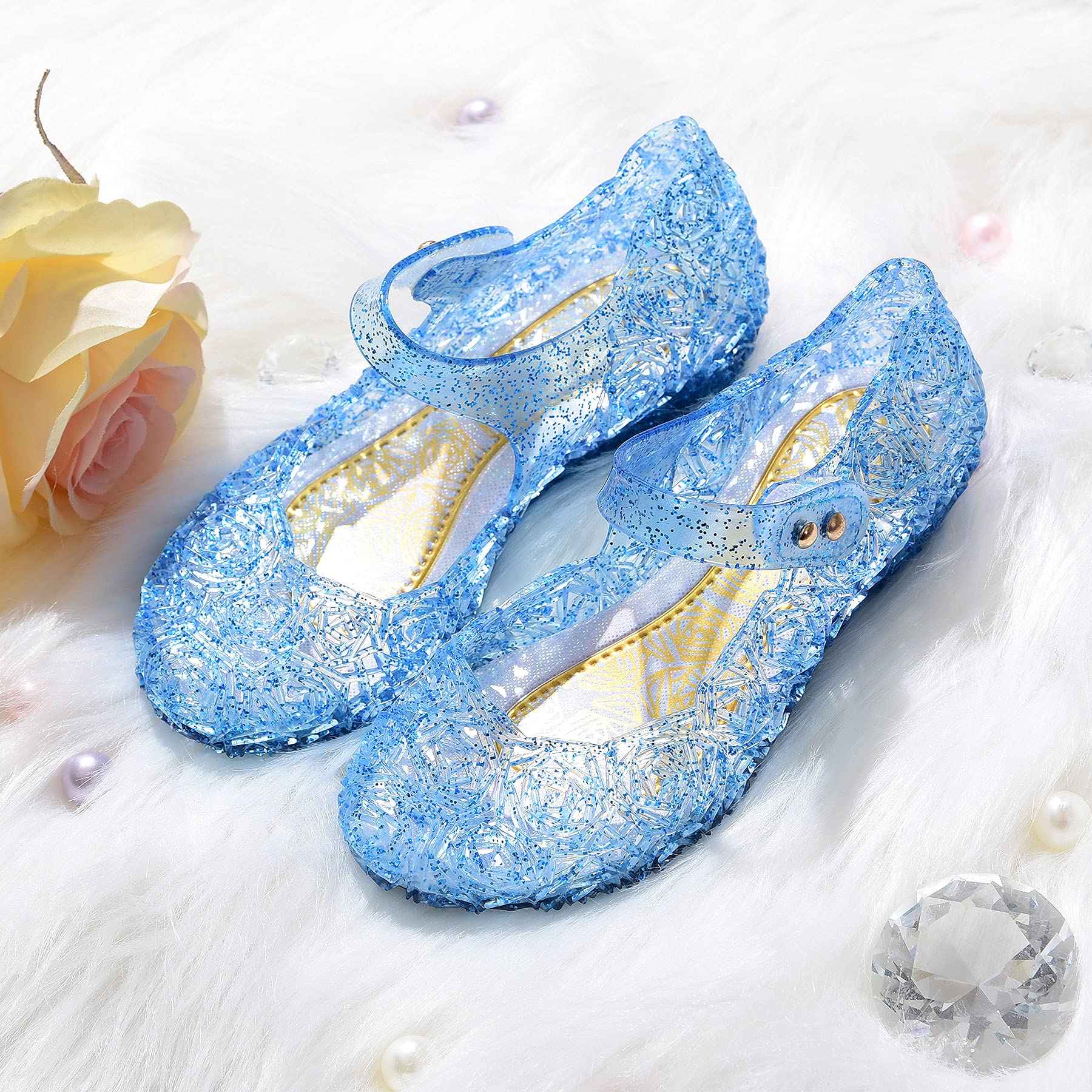 **JerrisApparel Girls Princess Sandals – Sparkly Jelly Mary Jane Shoes for Cosplay, Party & Dress-Up | Comfortable Flats for Kids, Toddlers & Little Girls**    *(Perfect for Halloween, Birthday Parties, Themed Events & Playtime!)*