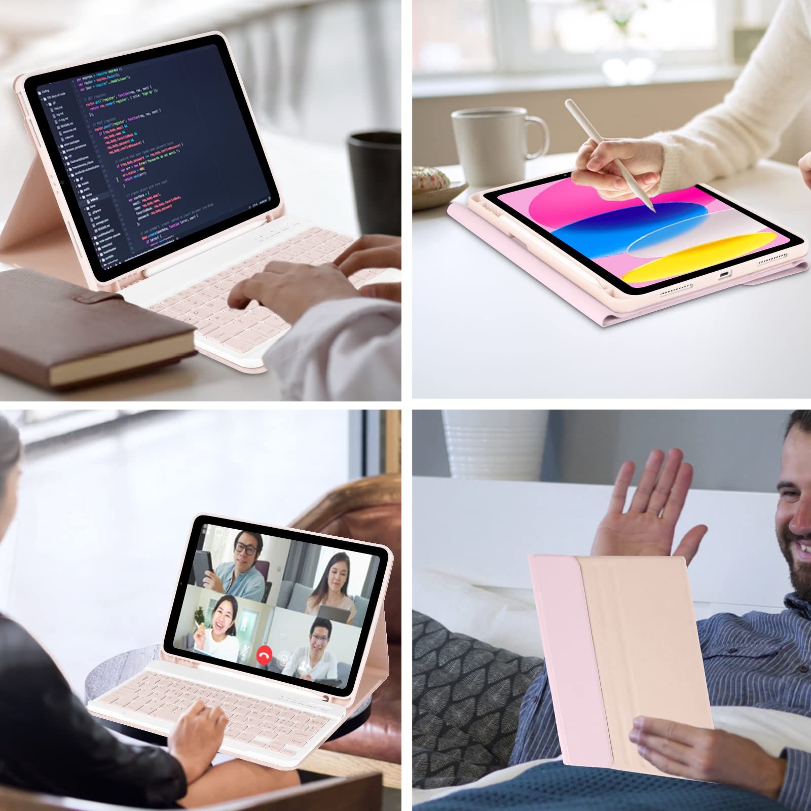 Magnetic Keyboard Case for iPad 10th/11th Gen (10.9 inch 2022/11 inch A16 2025) - French AZERTY Layout with Pencil Holder | Slim Protective Cover for iPad 10/11 | Perfect for Work, Study & Travel