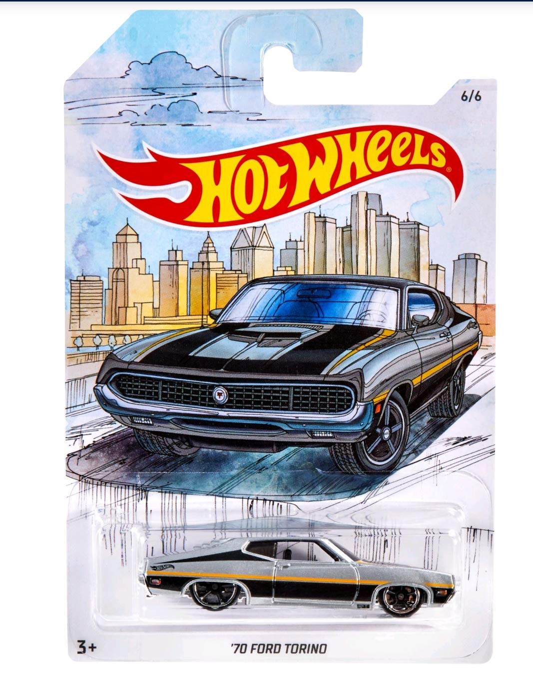 Hot Wheels '70 Ford Torino Detroit Muscle Car Diecast Model - 1:64 Scale Collectible Toy for Kids & Adults - Perfect for Display, Gifts & Play Scenes