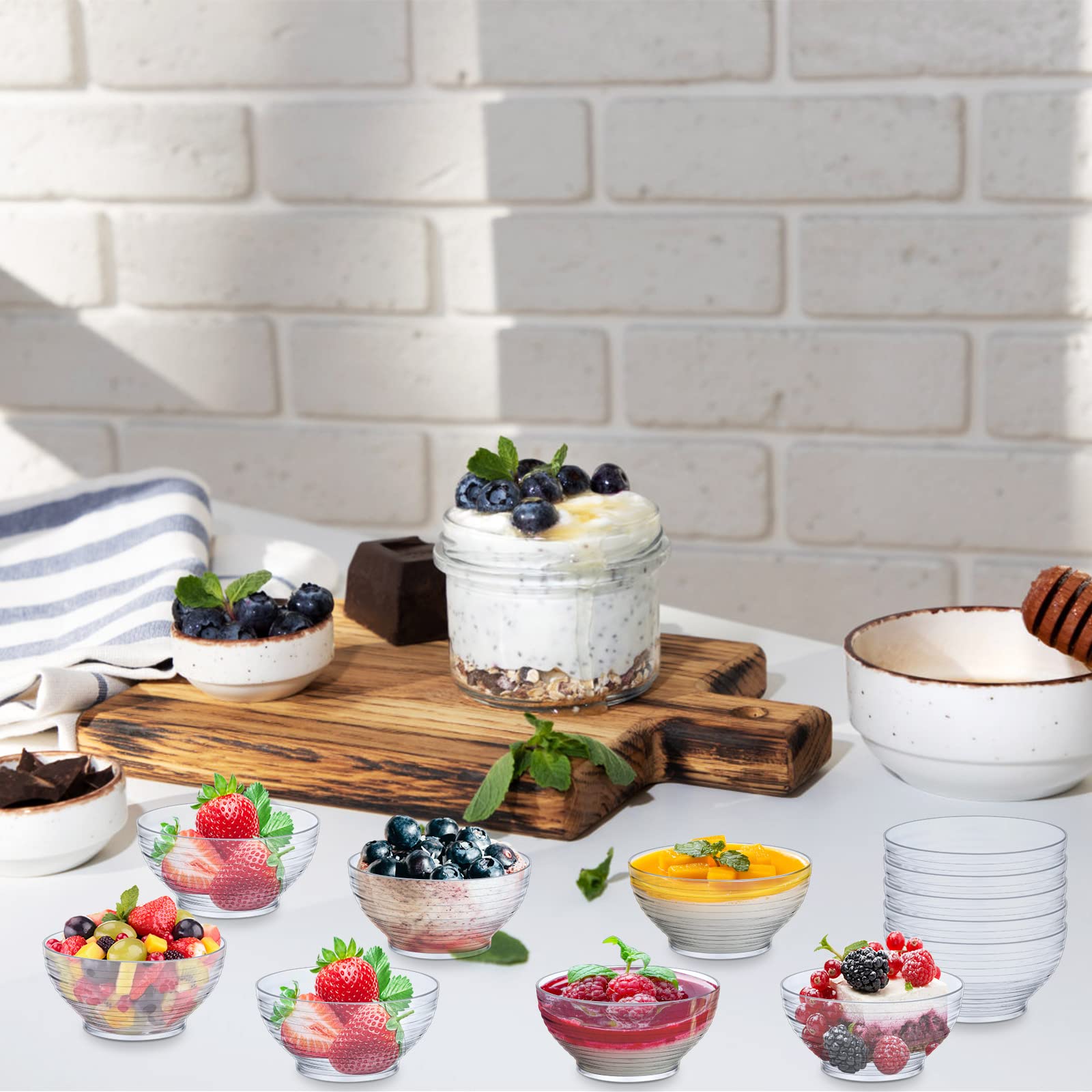 Amyhill 300-Pack 3 oz Clear Mini Plastic Bowls - Disposable Ice Cream & Dessert Bowls for Serving Candy, Salad, Soup, Snacks - Perfect for Weddings, Catering, Home & Party Supplies - Great for Ice Cream Parlors, Buffets, and Picnics