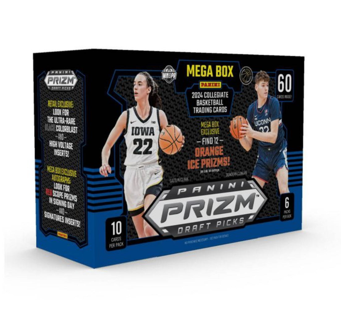 2024 Panini Prizm Draft Picks Mega Box - Collectible Trading Cards for Basketball Fans | Perfect for Sports Memorabilia Collections & Fantasy League Enthusiasts