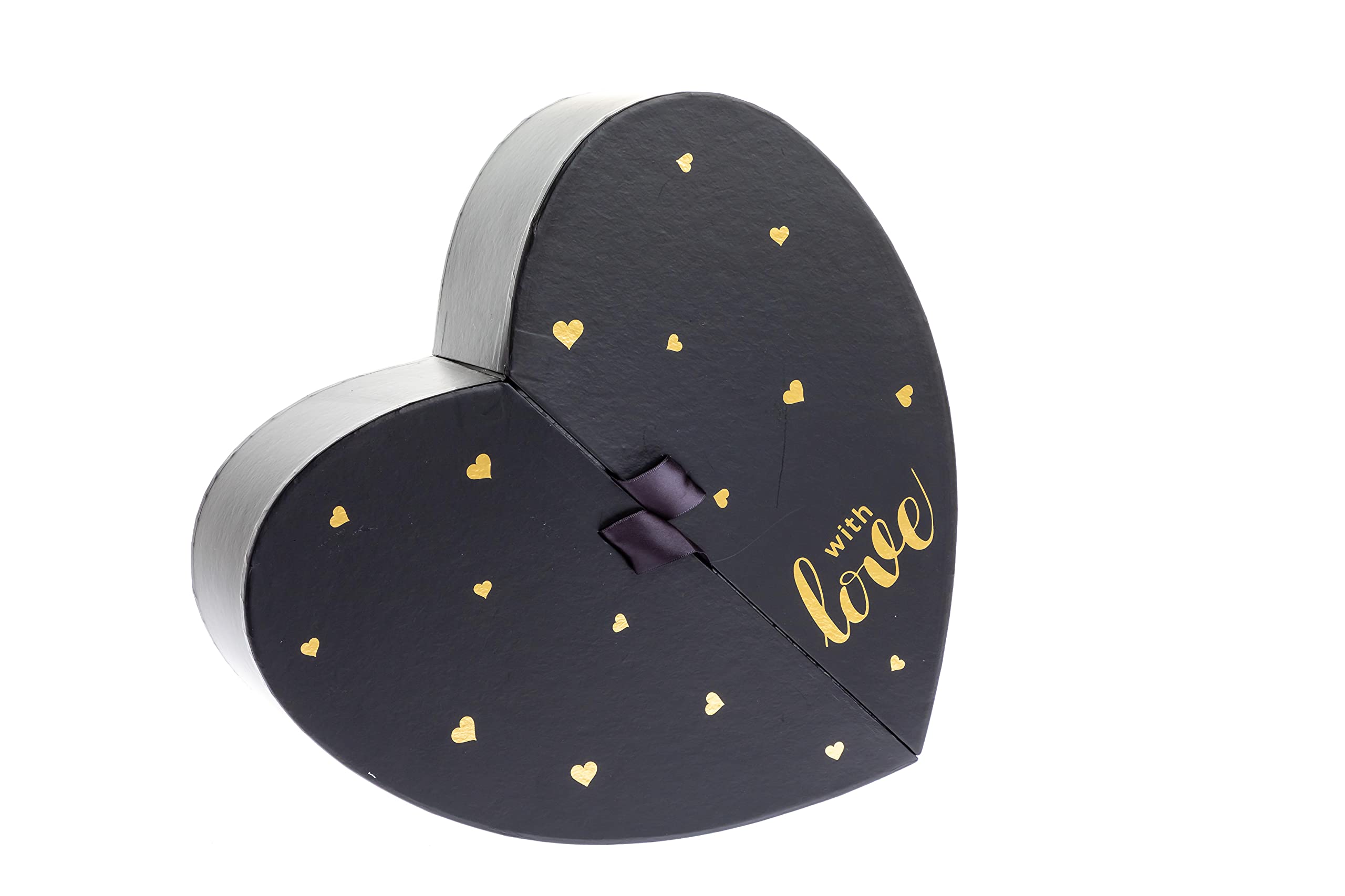 Heart-Shaped Flower Gift Boxes | Elegant Decorative Packaging for Weddings, Birthdays & Special Events | Perfect for Bouquets, Jewelry & Small Gifts (Black, W6878)