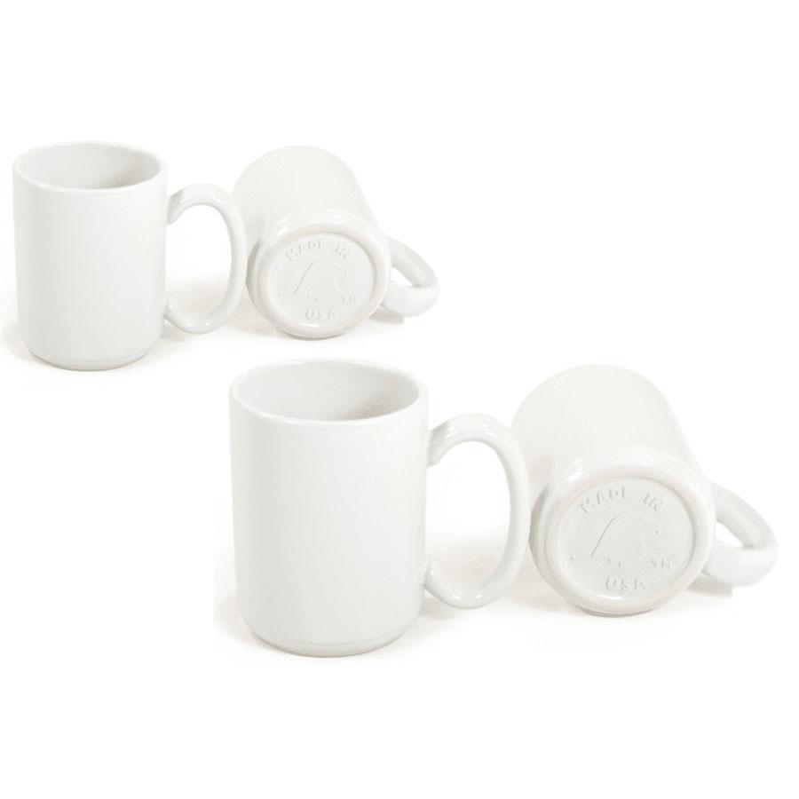 Premium 15 oz Solid Color Coffee Mug Set of 4 - Classic White Ceramic Cups for Home, Office & Gifts | Durable American-Made Drinkware for Hot & Cold Beverages