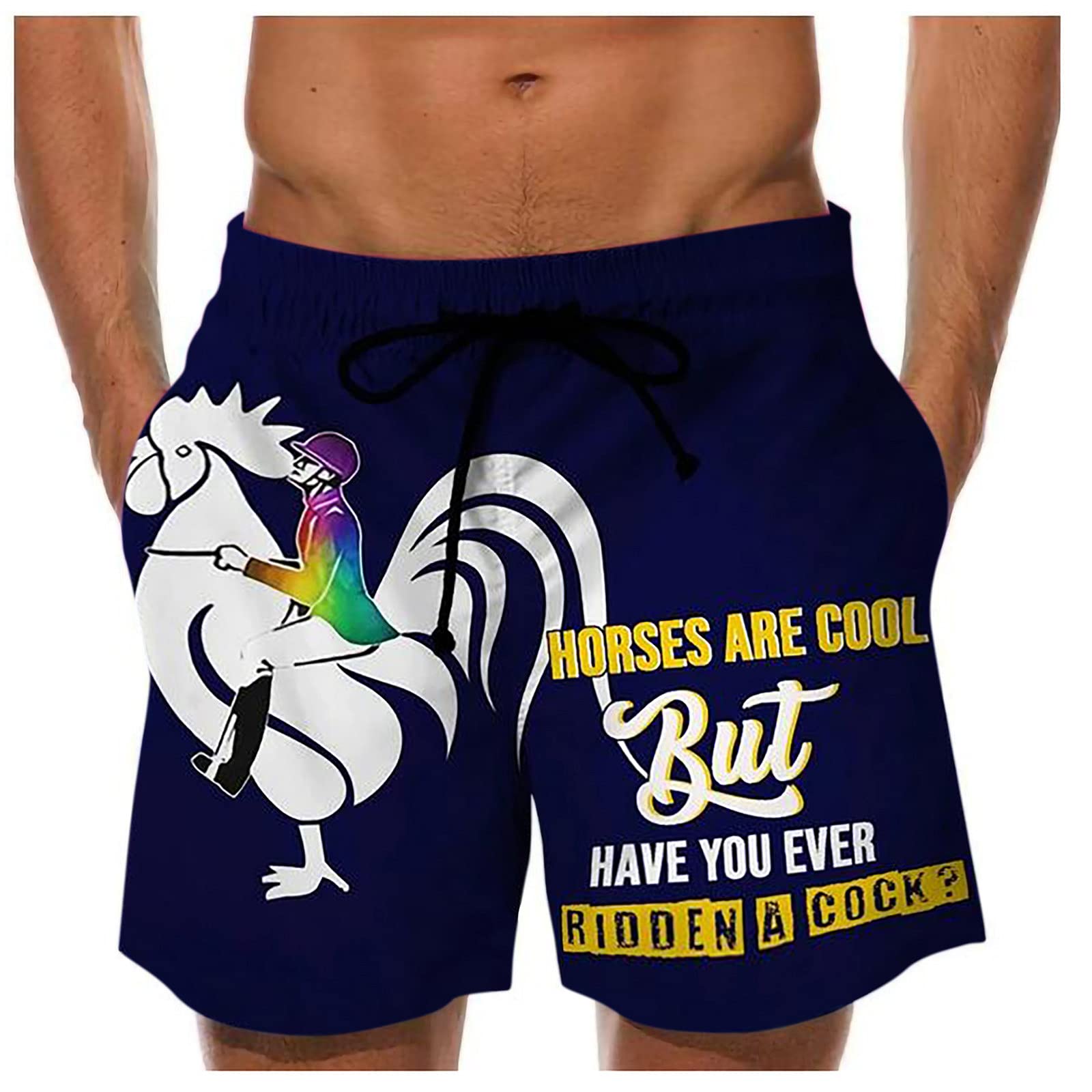 Men's Athletic Shorts with Drawstring - Funny Beer Festival Print Swim Trunks for Beach, Pool & Casual Wear | Quick-Dry Cargo Shorts for Swimming, Vacation & Outdoor Activities