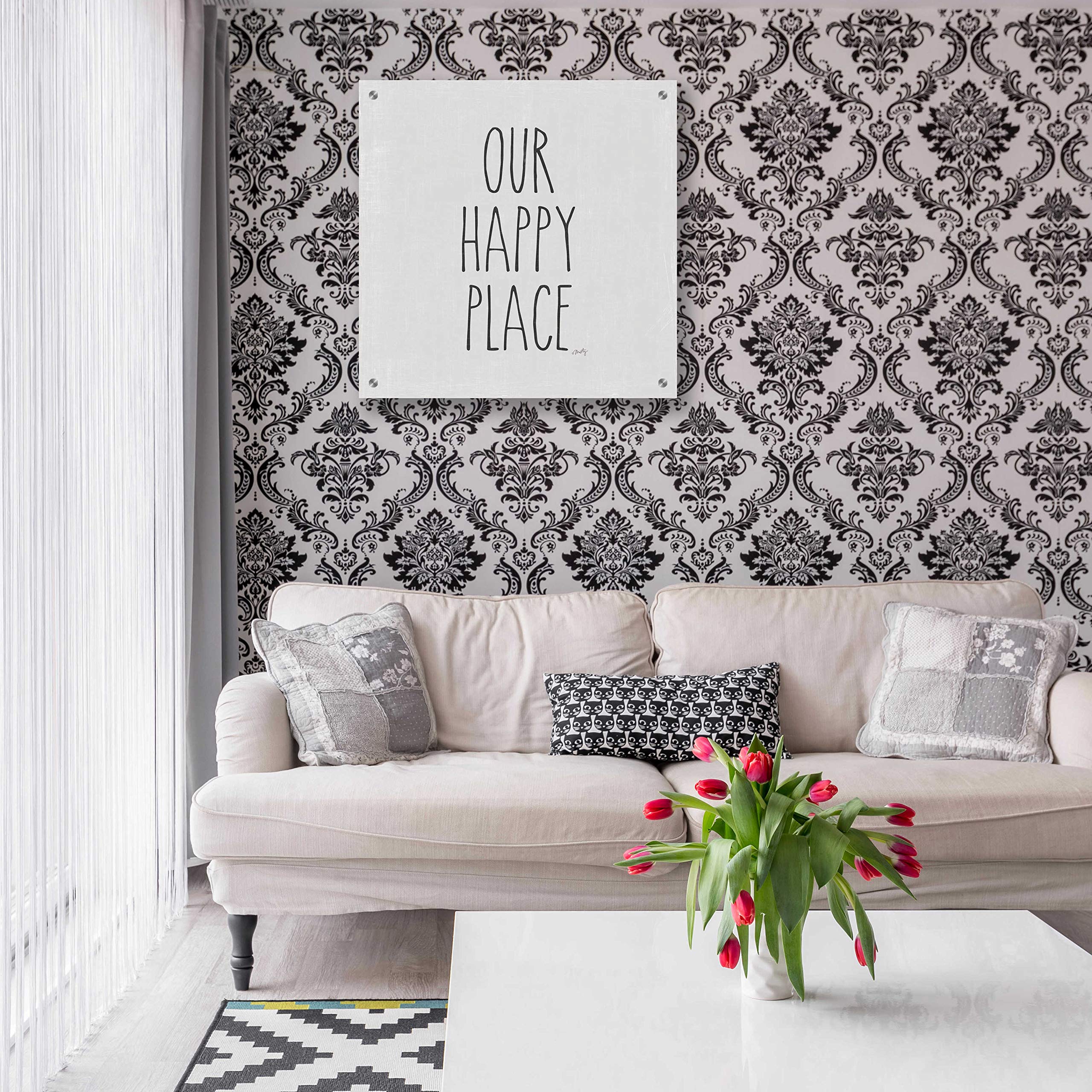 Epic Art 'Our Happy Place' by Misty Michelle - 24x24 Inch Acrylic Glass Wall Decor - Modern Abstract Painting for Living Room, Bedroom & Office