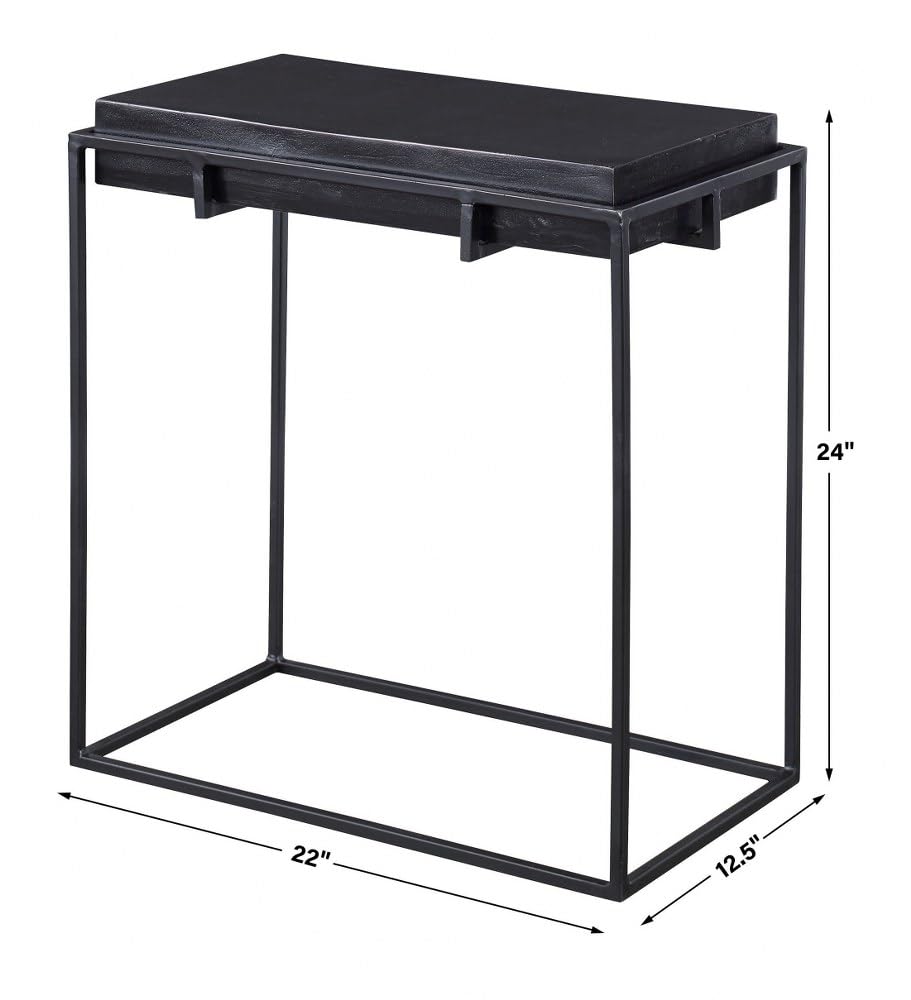 Telone - 24 Inch Side Table for Living Room, Bedroom, or Office - Modern End Table with Sturdy Metal Frame & Wooden Top - Perfect for Small Spaces, Nightstand, or Accent Table