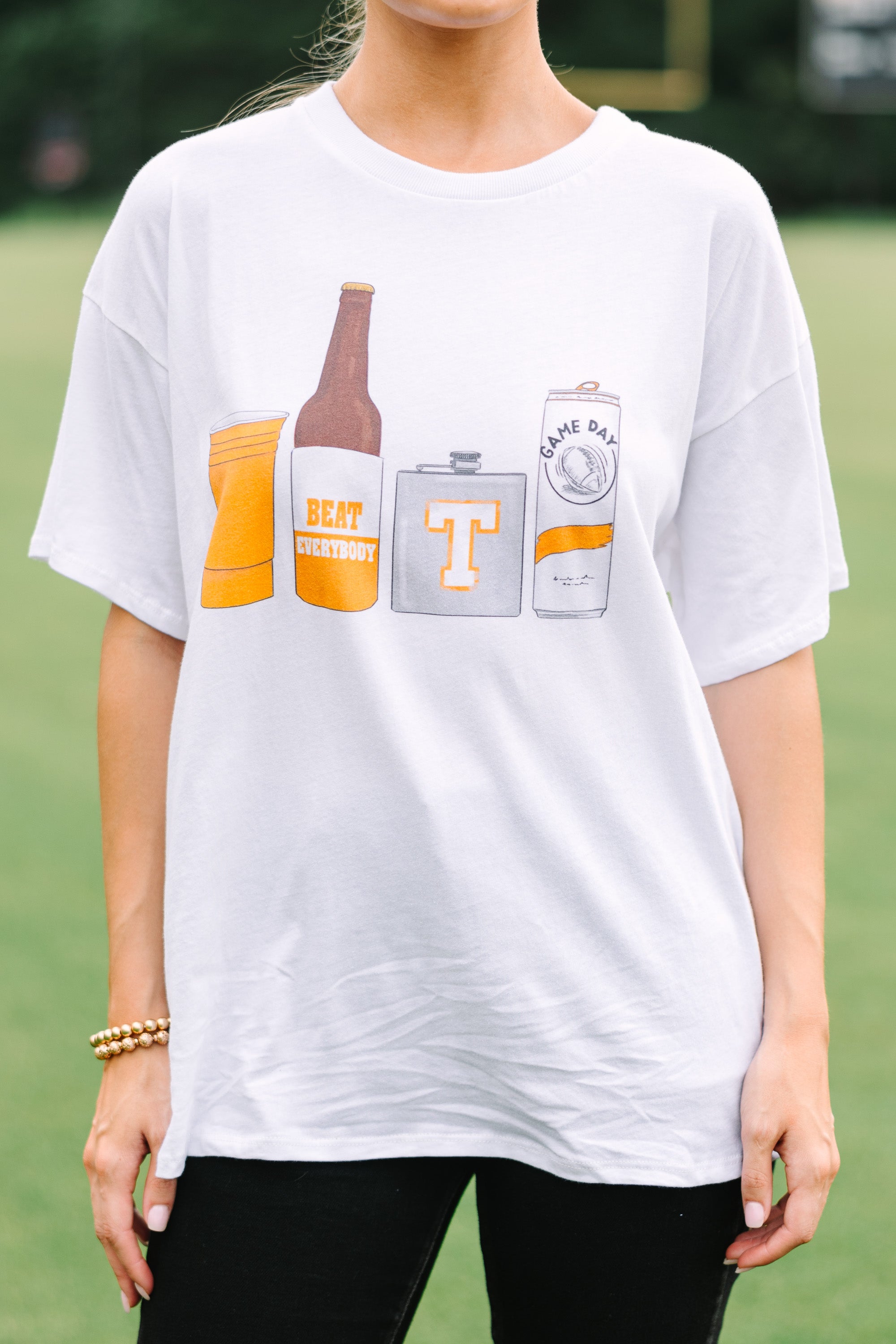 Drink Local Orange And White Gameday Graphic Tee - Comfortable College Football Fan Shirt for Tailgating, Game Day Parties & Casual Wear