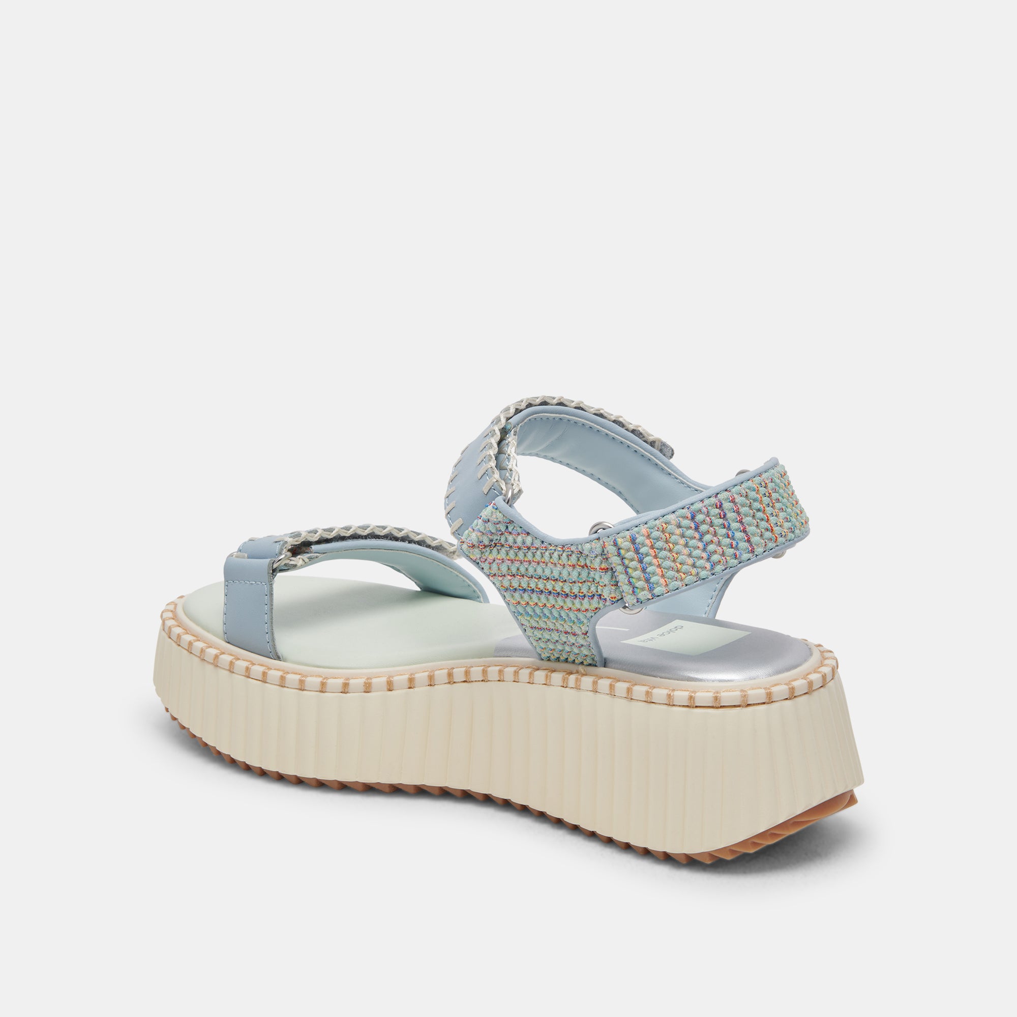 DEBRA Women's Light Blue Knit Sandals - Comfortable Casual Summer Beach Shoes for Walking, Travel & Outdoor Activities
