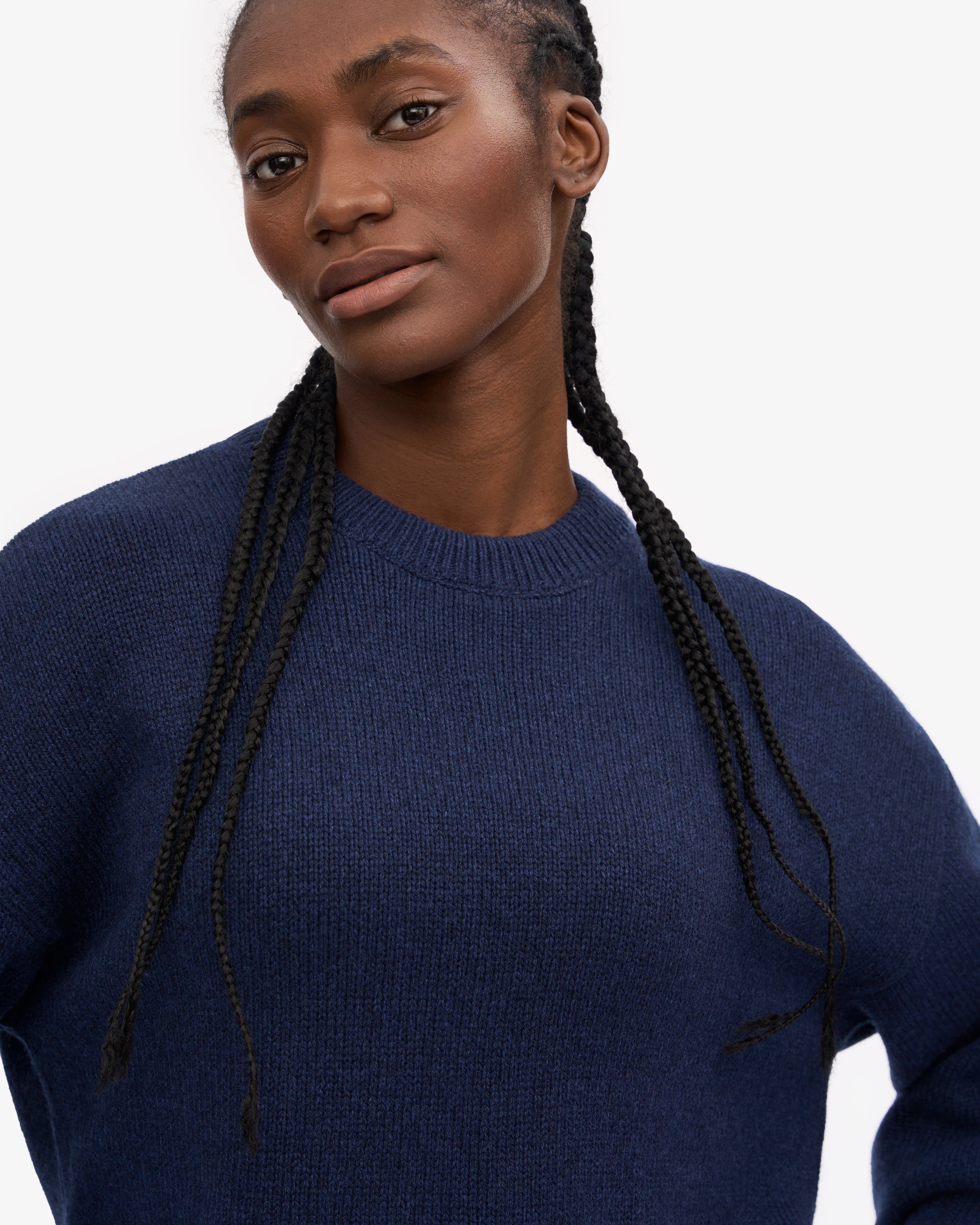 Premium Oversized Merino Wool Crewneck Sweater - Soft & Warm Unisex Pullover in Navy Blue | Perfect for Casual Wear, Winter Layering & Cozy Home Outfits