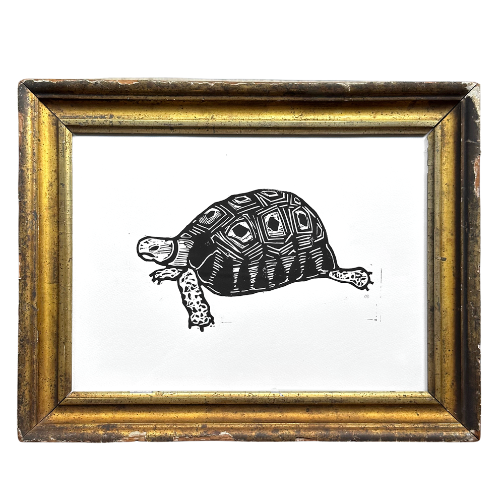 Vintage Gilded Frame with Turtle Art - Elegant Home Decor for Living Room, Bedroom & Office Wall