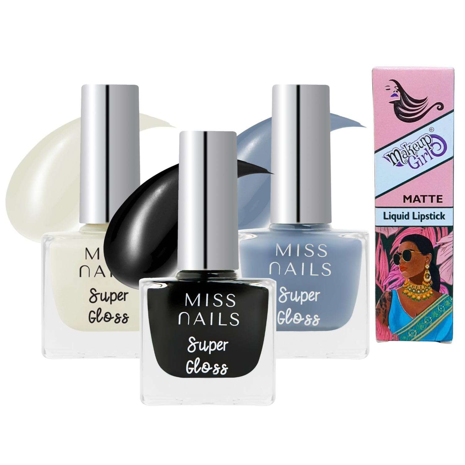 Non-Toxic Super Glossy Nail Polish Set - 3 Piece Combo (SG01) | Ultra Shiny Nail Lacquer for Women, Long-Lasting Nail Enamel with Nourishing Formula | Perfect for Manicures, Pedicures & Special Occasions