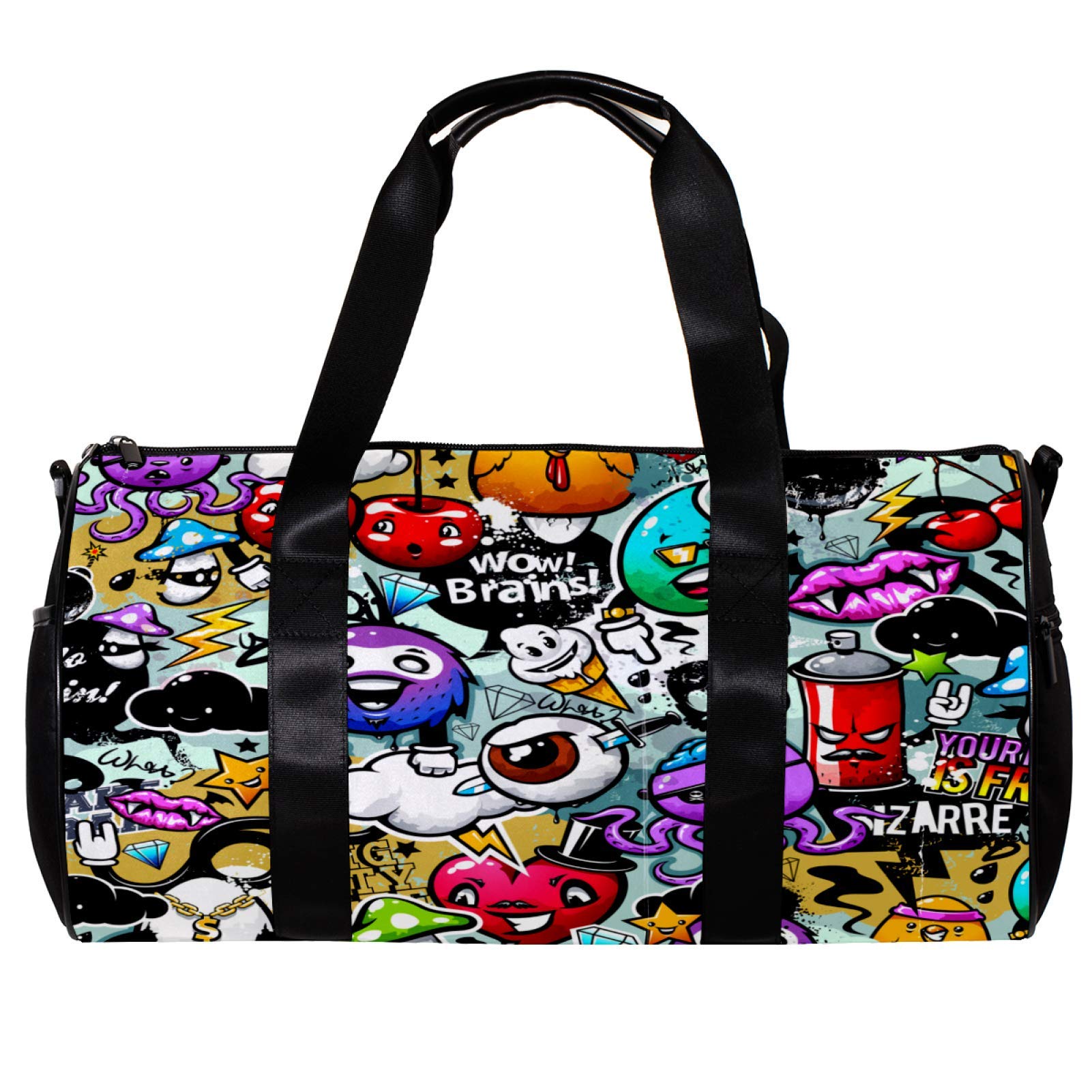 **Premium Sports Duffel Bag for Men & Women - Large Gym Fitness & Travel Overnight Bag with Graffiti Design - Perfect for Workouts, Sports, Travel & Weekend Getaways**